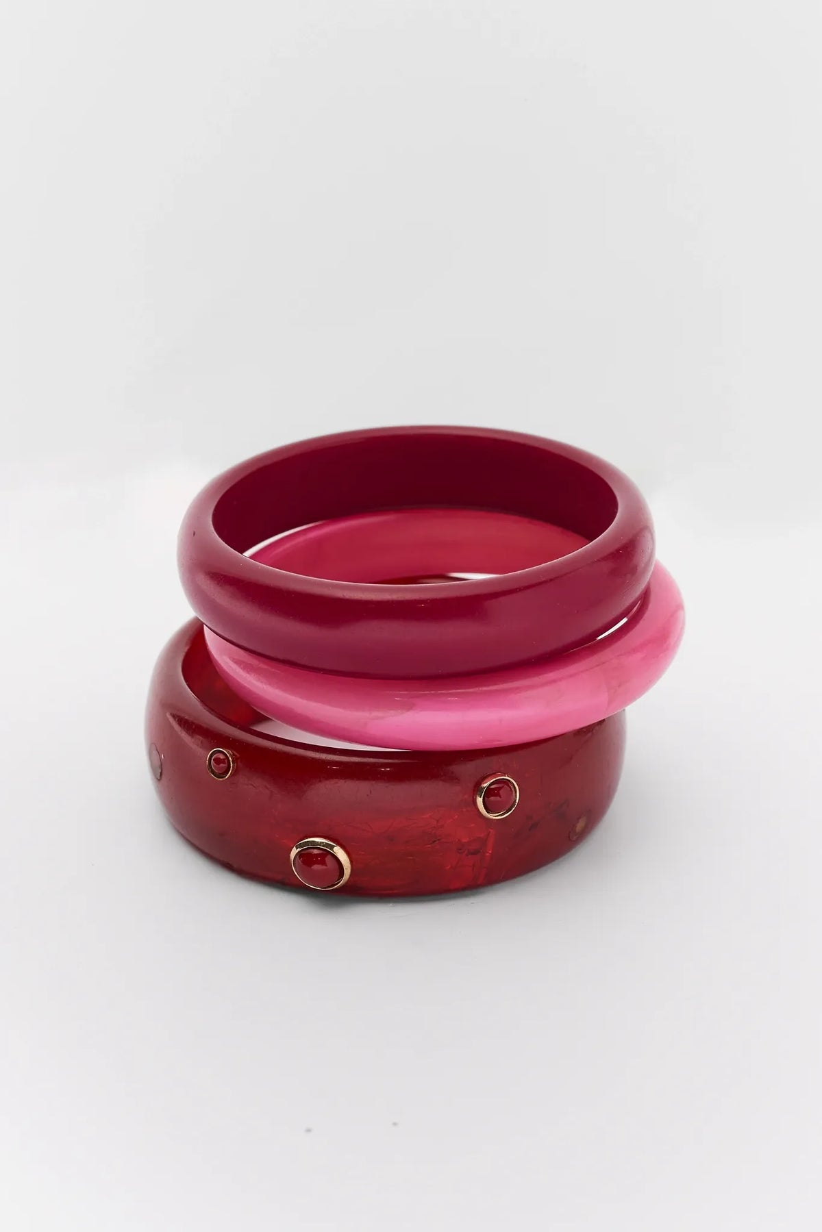 Pink Mixed Acrylic Bangle Set