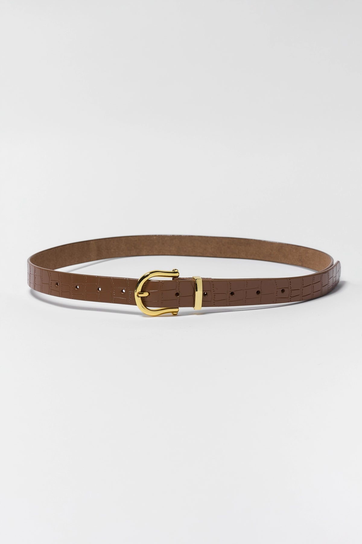 Tan Faux Alligator Skin Leather Belt