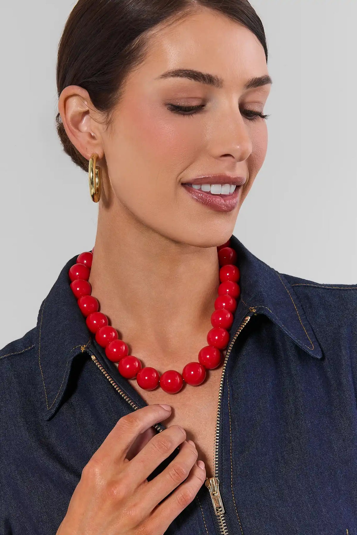 Red Chunky Beaded Statement Necklace