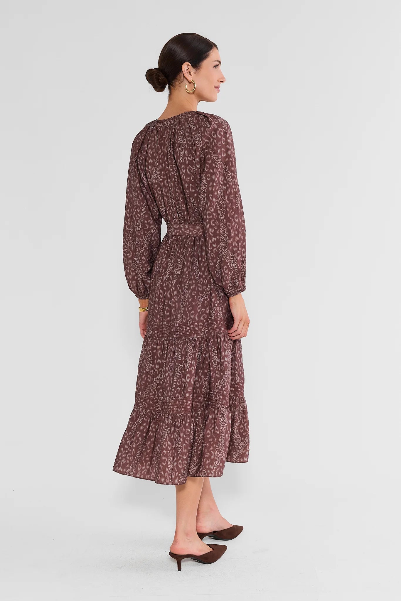Brown Multi Leopard Midi Dress