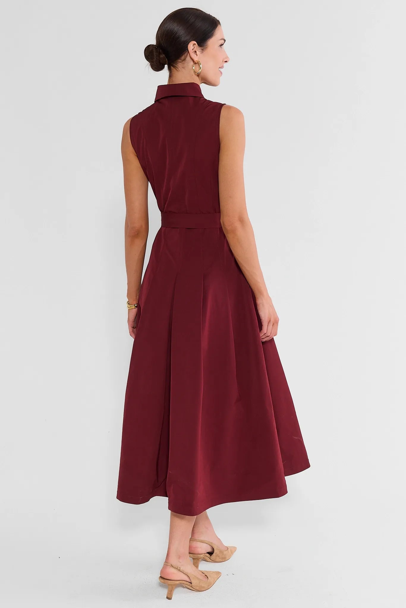 Zoe Burgundy Zip Up Midi Dress