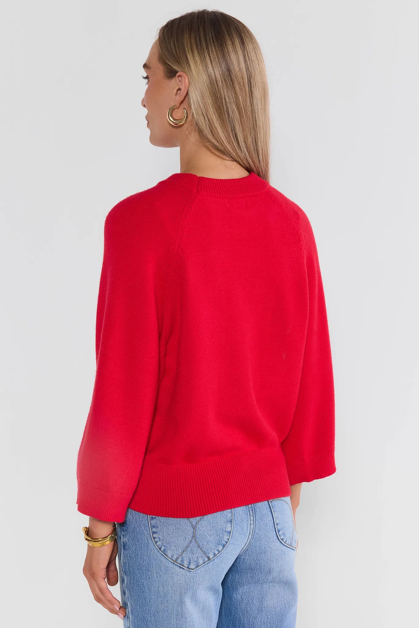 Red Ribbed Waist Sweater