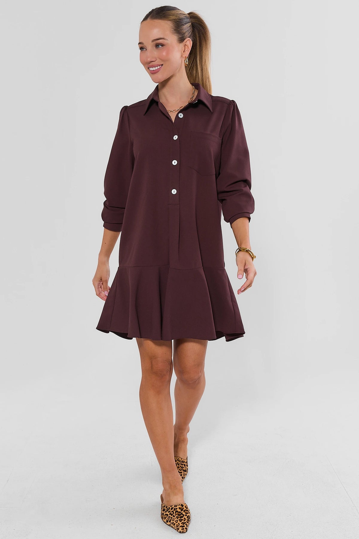 Meagan Brown Drop Waist Dress