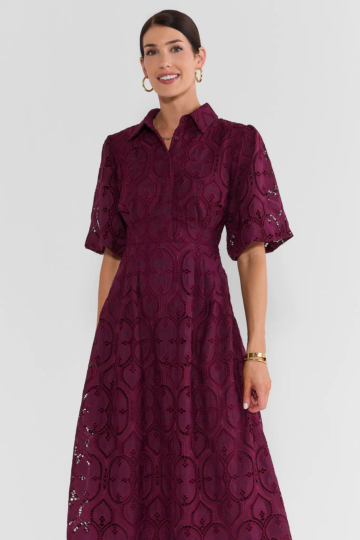 Plum Eyelet Overlay Maxi Dress