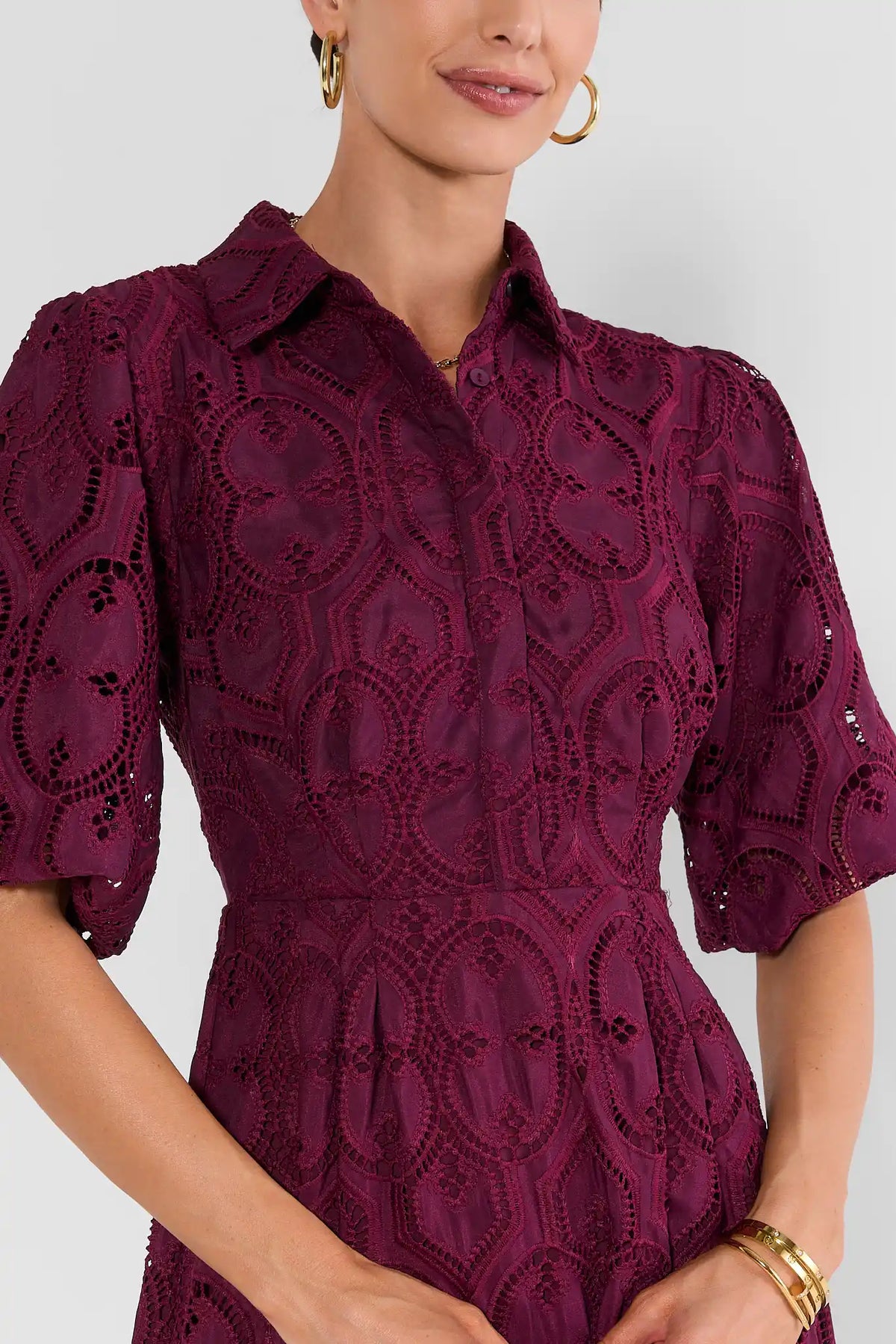 Plum Eyelet Overlay Maxi Dress