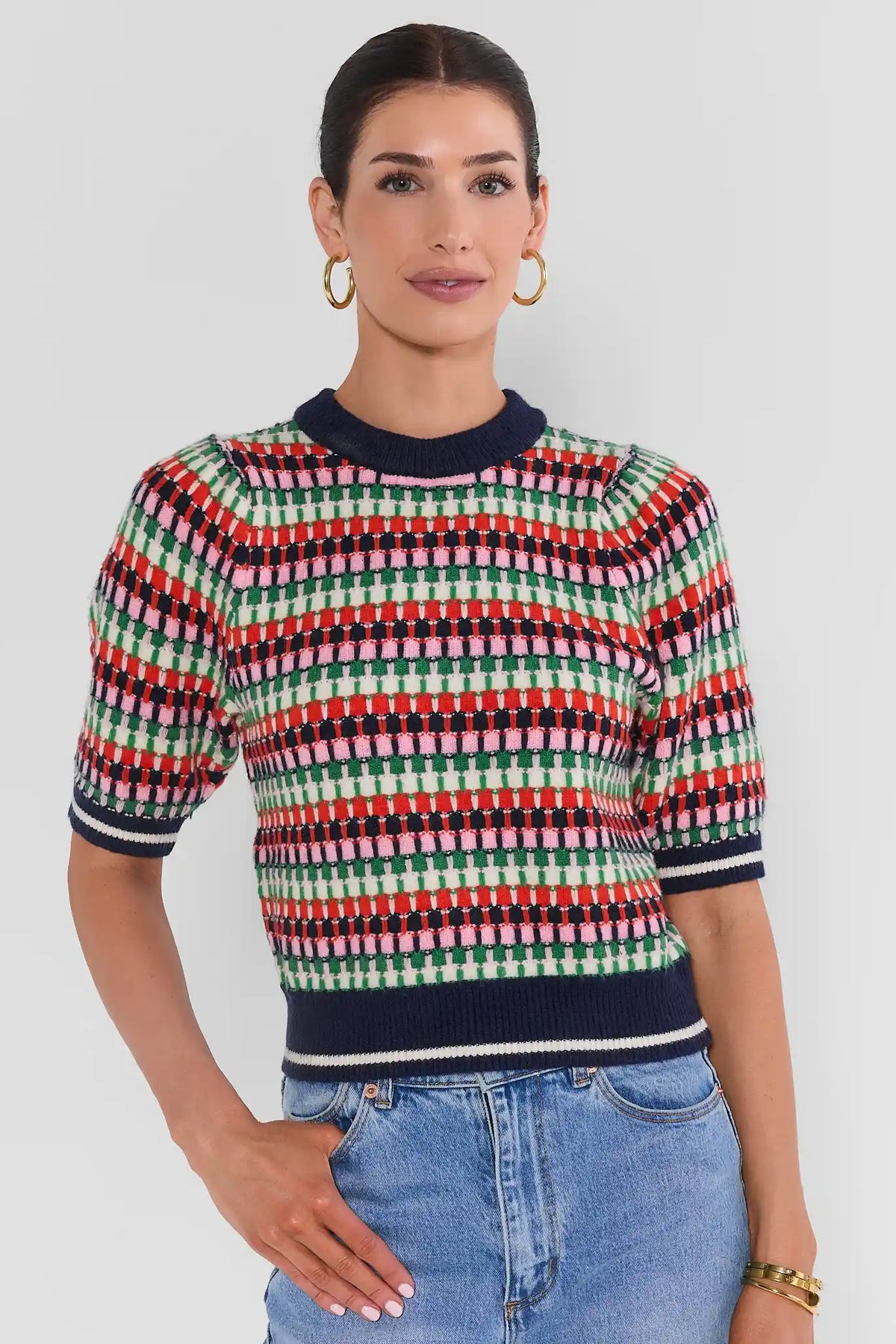 Multi Striped Knit Sweater by THML