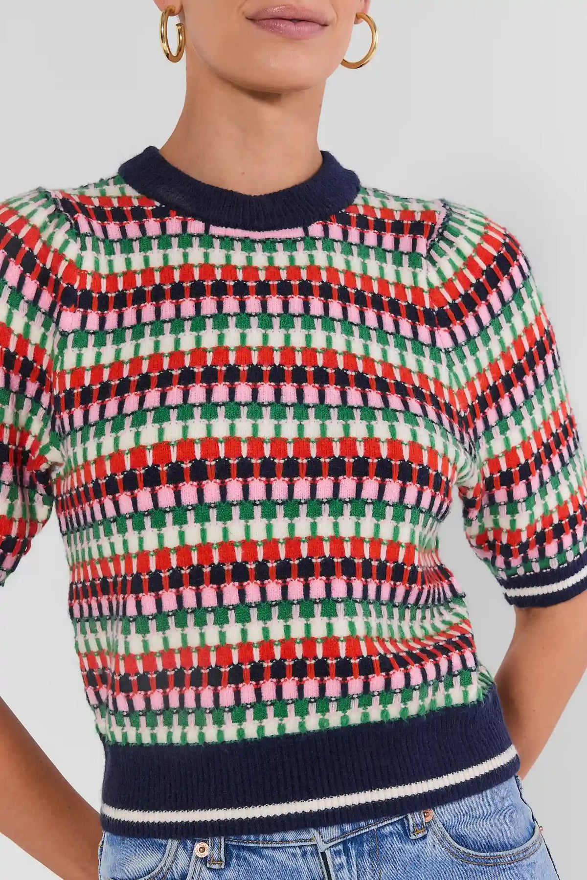 Multi Striped Knit Sweater by THML