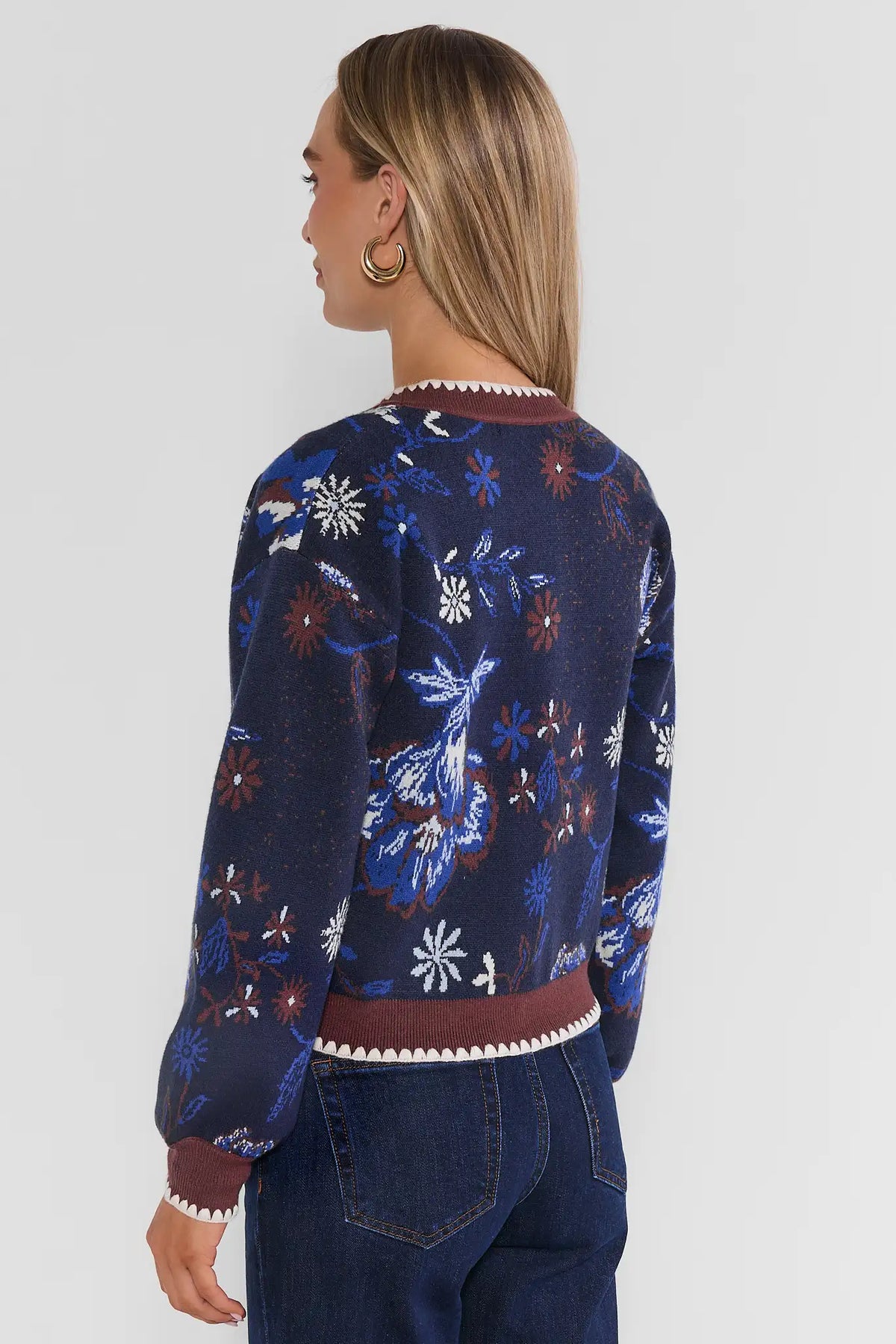 Navy Floral Printed Cardiagn