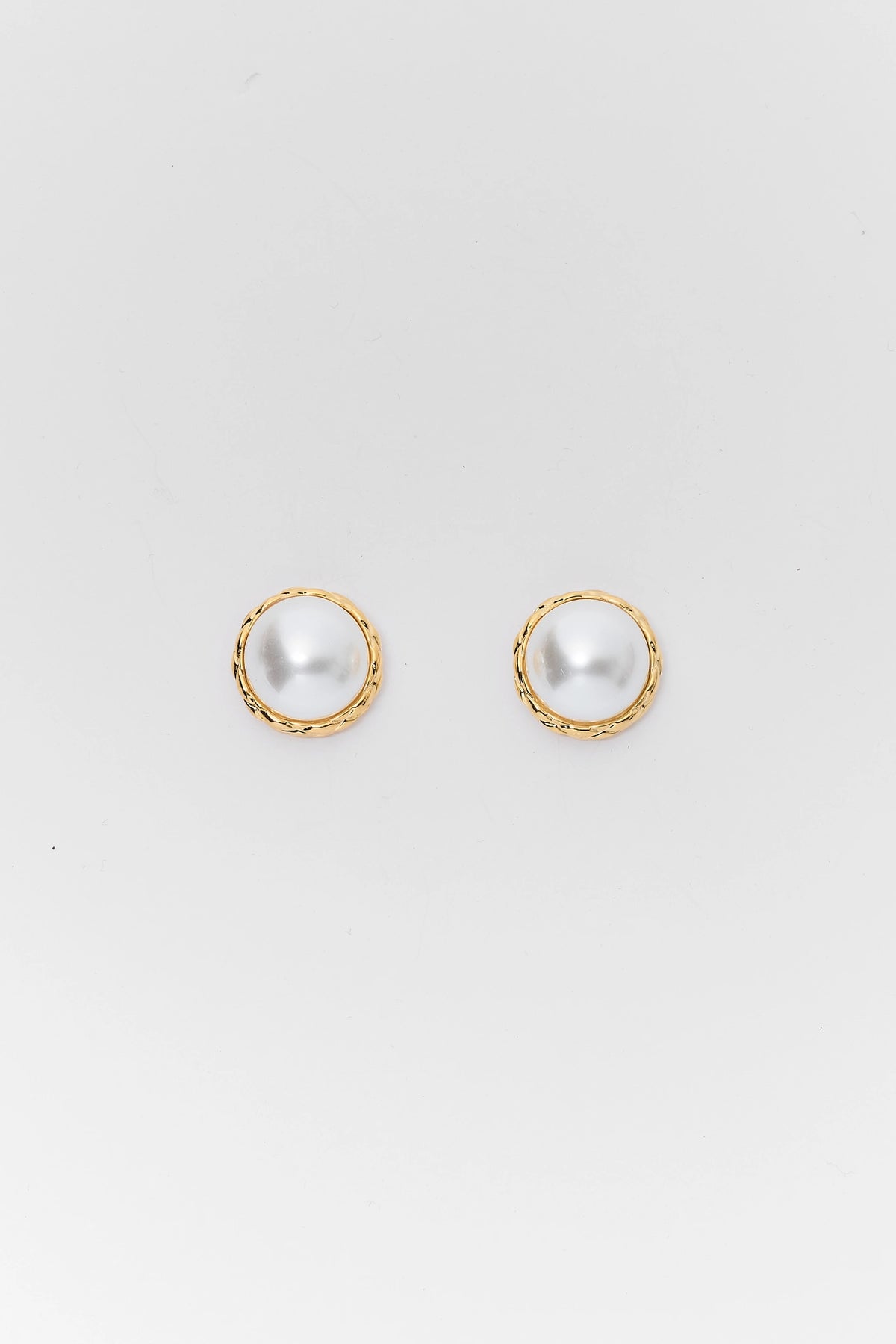 Gold Oversized Pearl Stud Earrings