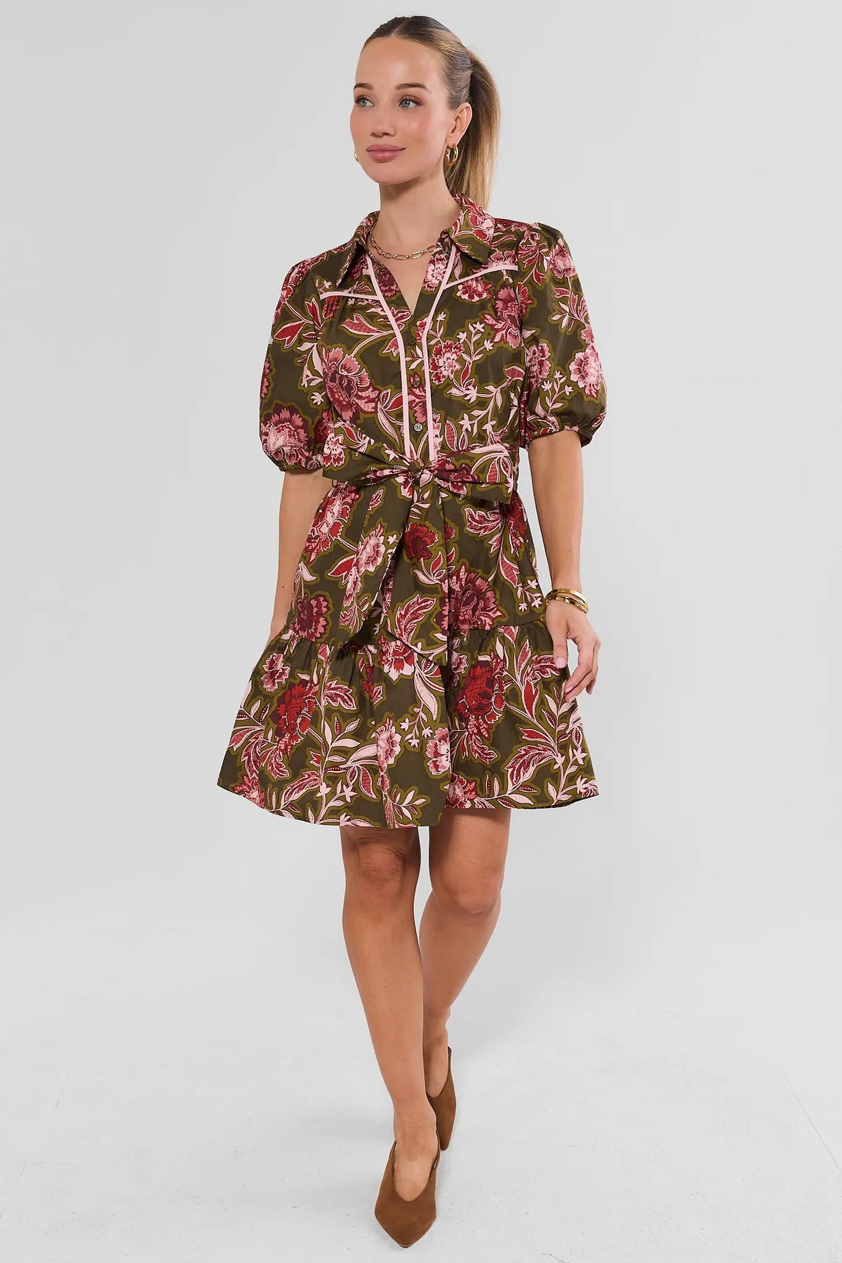 Karla Green Floral Print Short Dress
