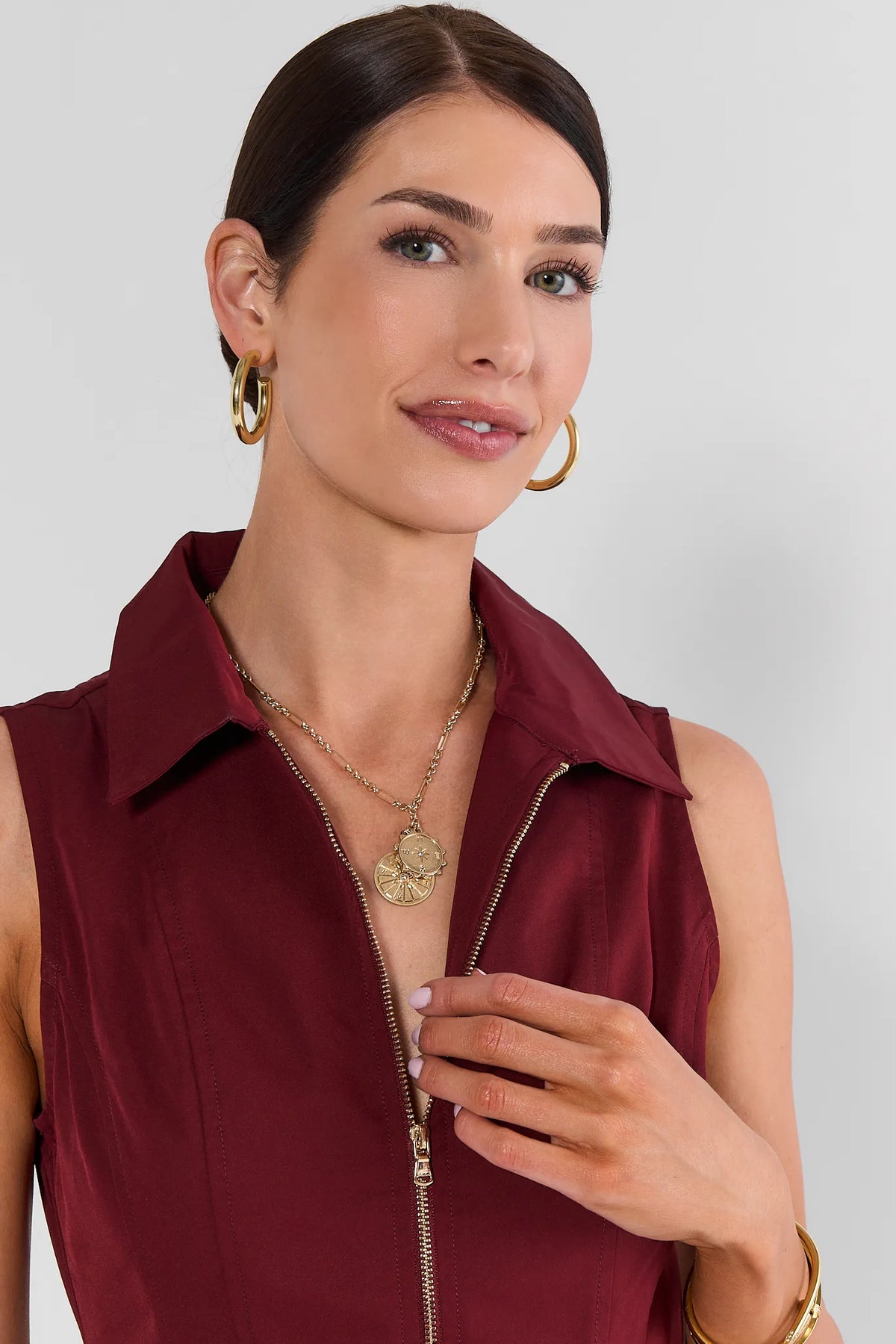 Gold Compass Charm Necklace
