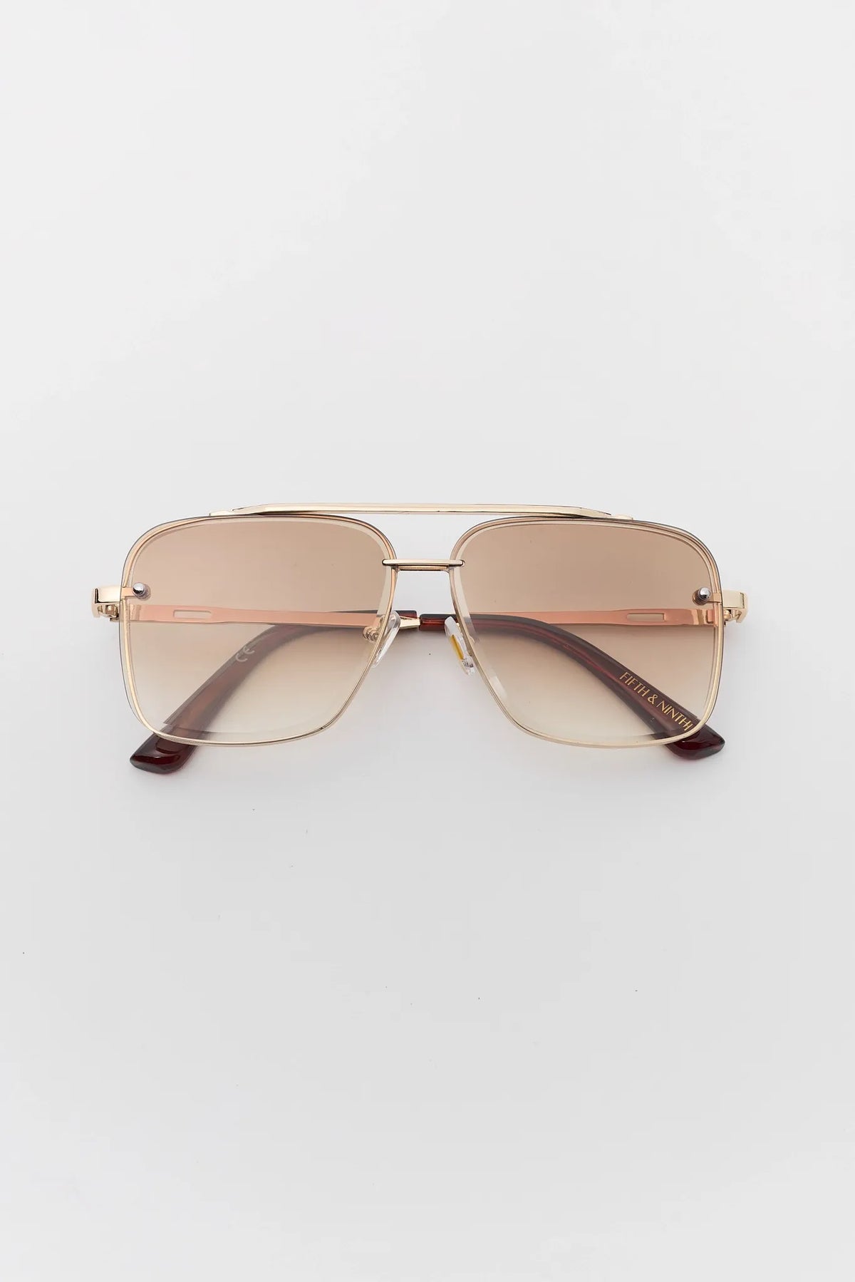 Brown Square Aviator Sunglasses