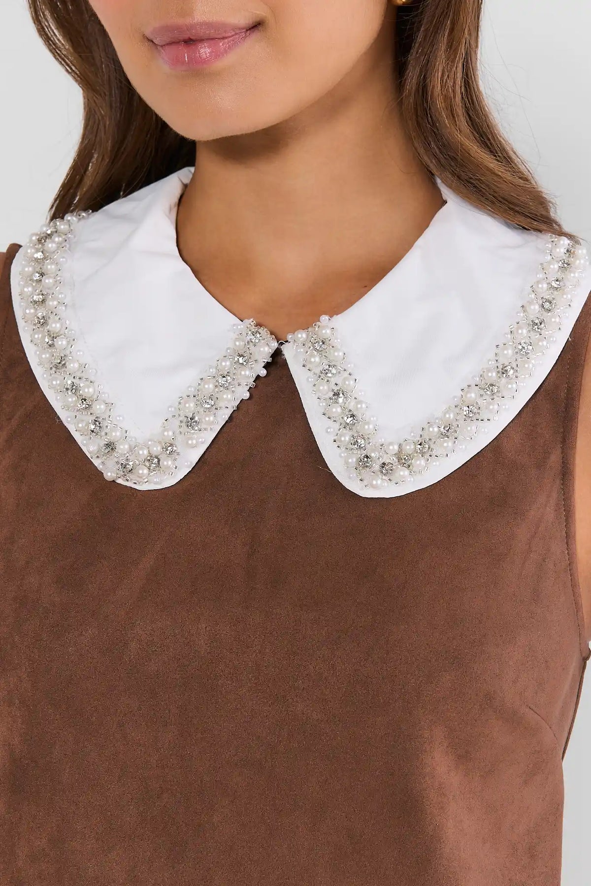 Brown Faux Suede Short Dress