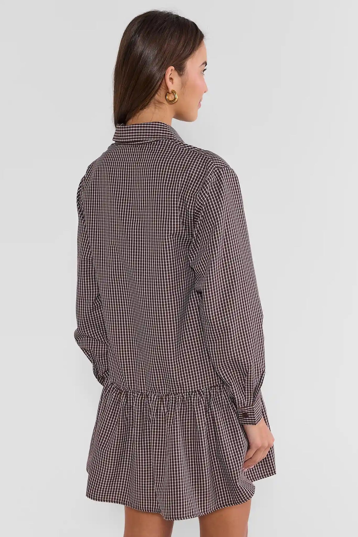Brown Plaid Drop Waist Short Dress | Avara | Avara Brown Plaid Drop Waist Short Dress | Avara | Avara