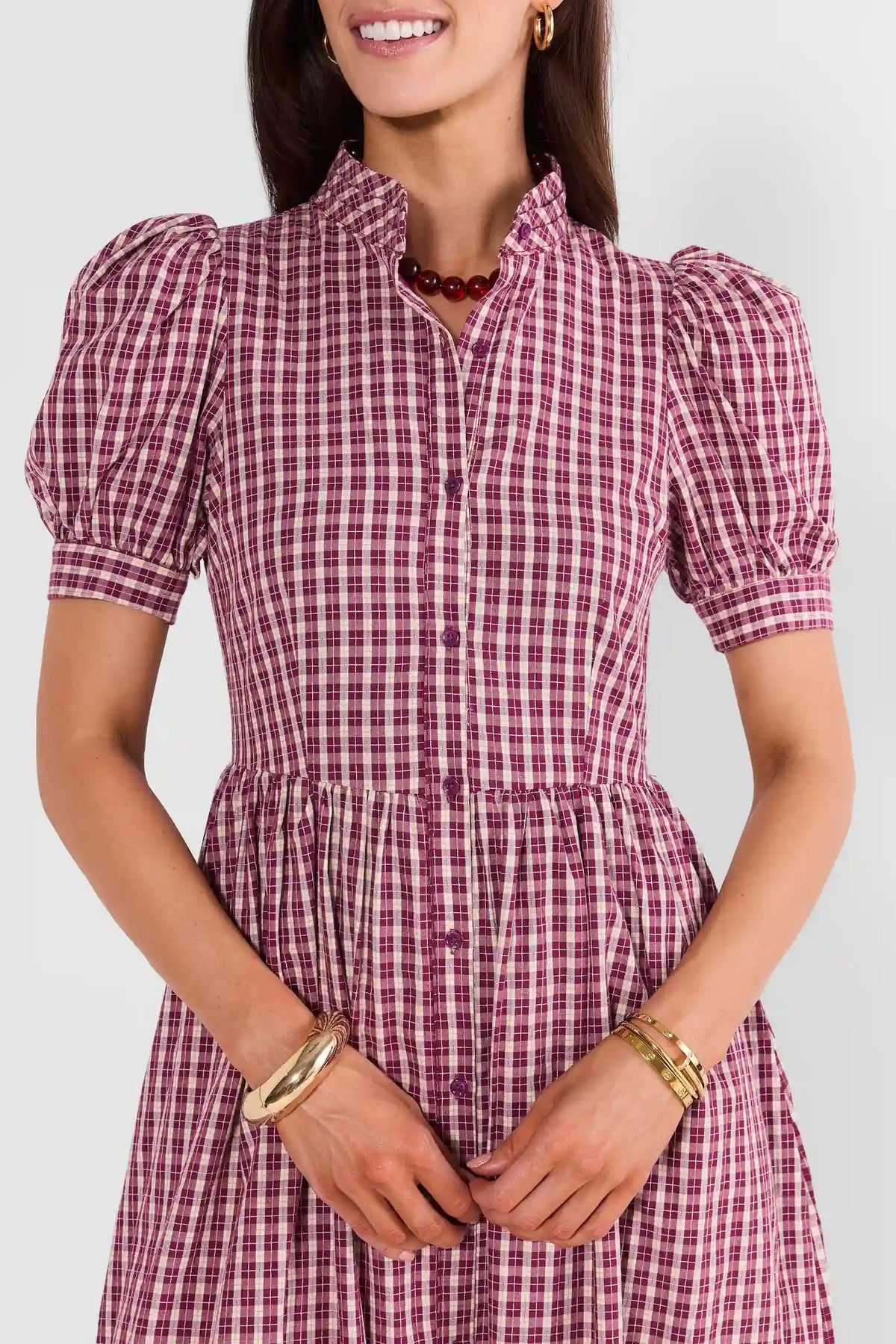 Martha Burgundy Plaid Maxi Dress