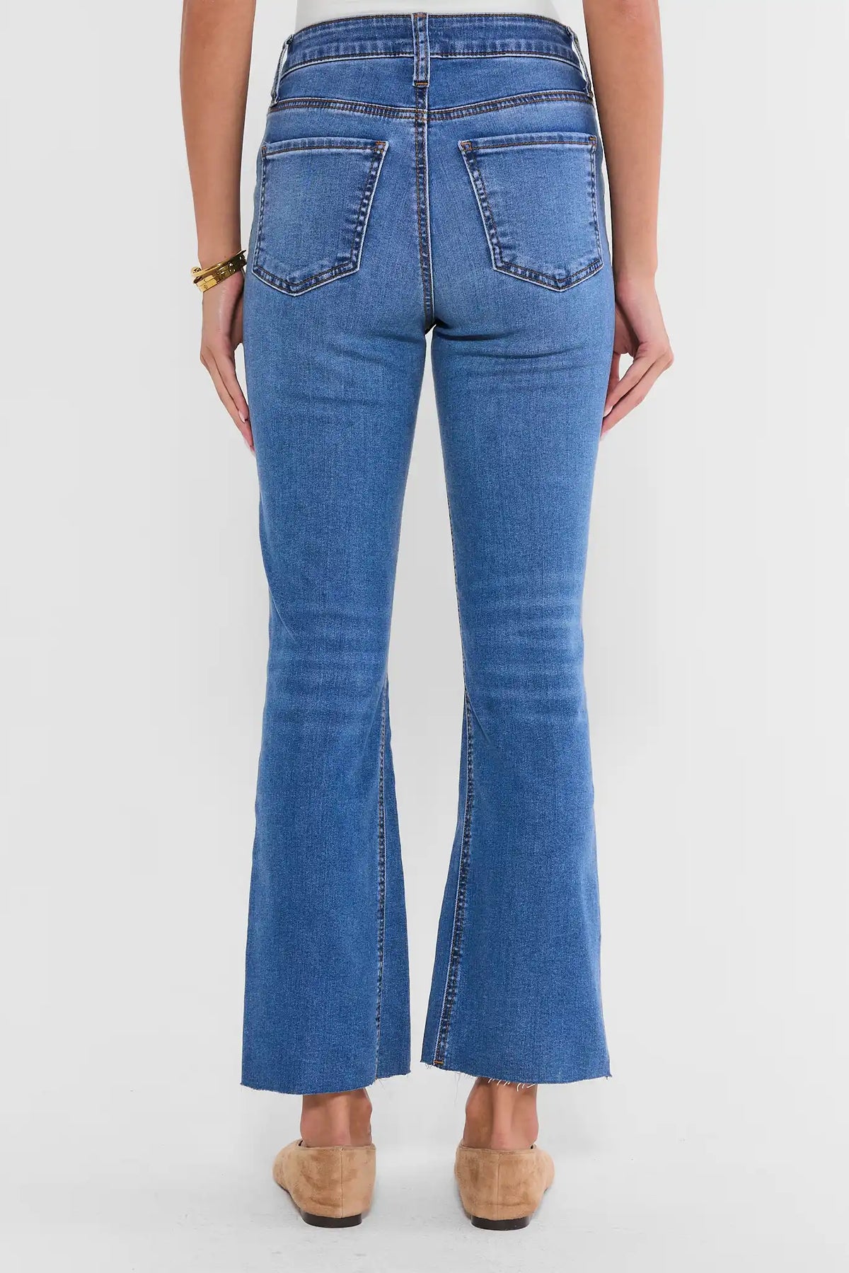 Kelsey Dark Medium Kick Flare Jeans by KUT