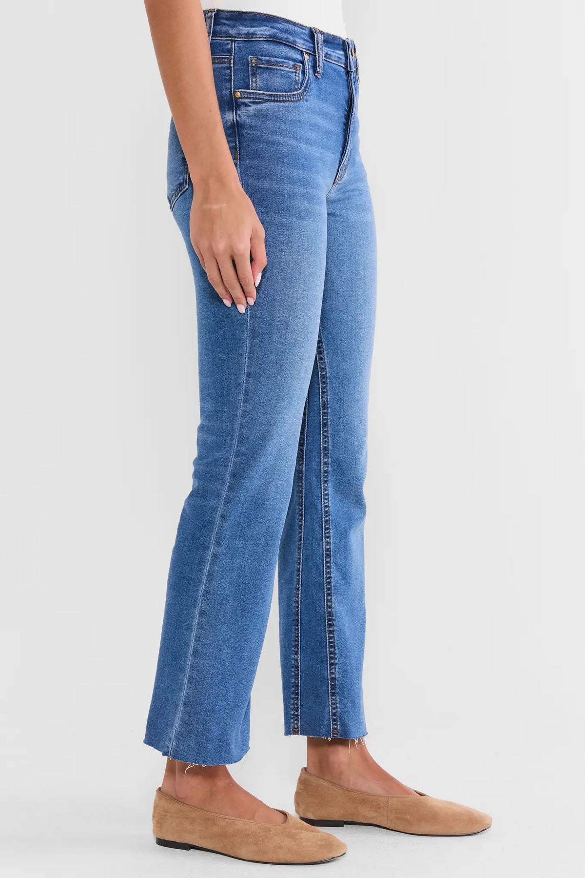 Kelsey Dark Medium Kick Flare Jeans by KUT
