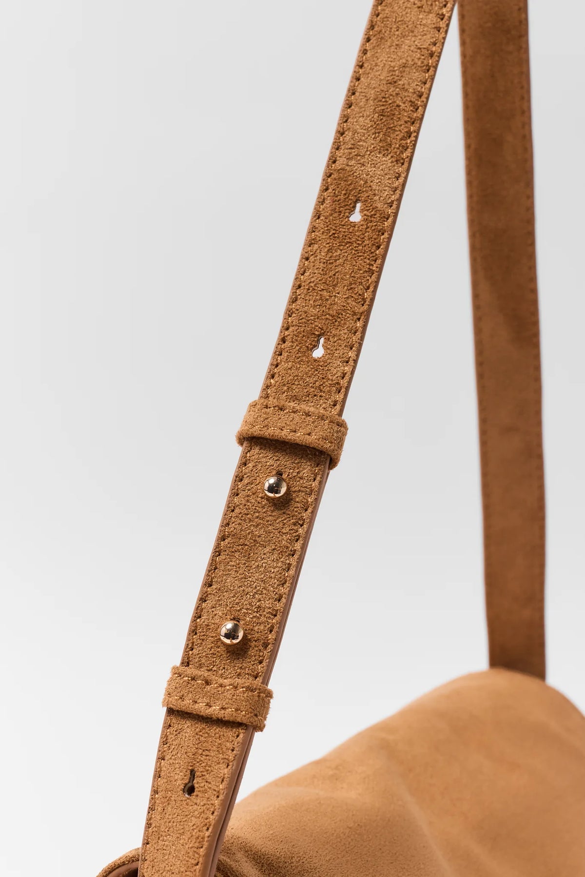 Camel Faux Suede Shoulder Bag