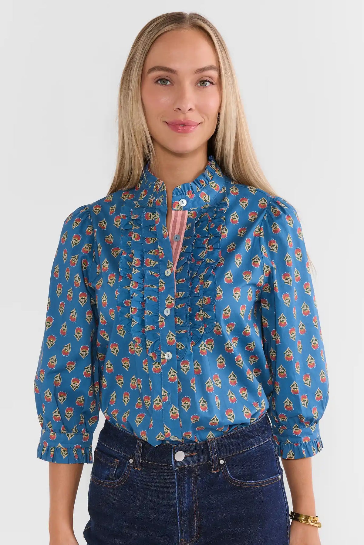 Logan Blue Floral Printed Top by THML