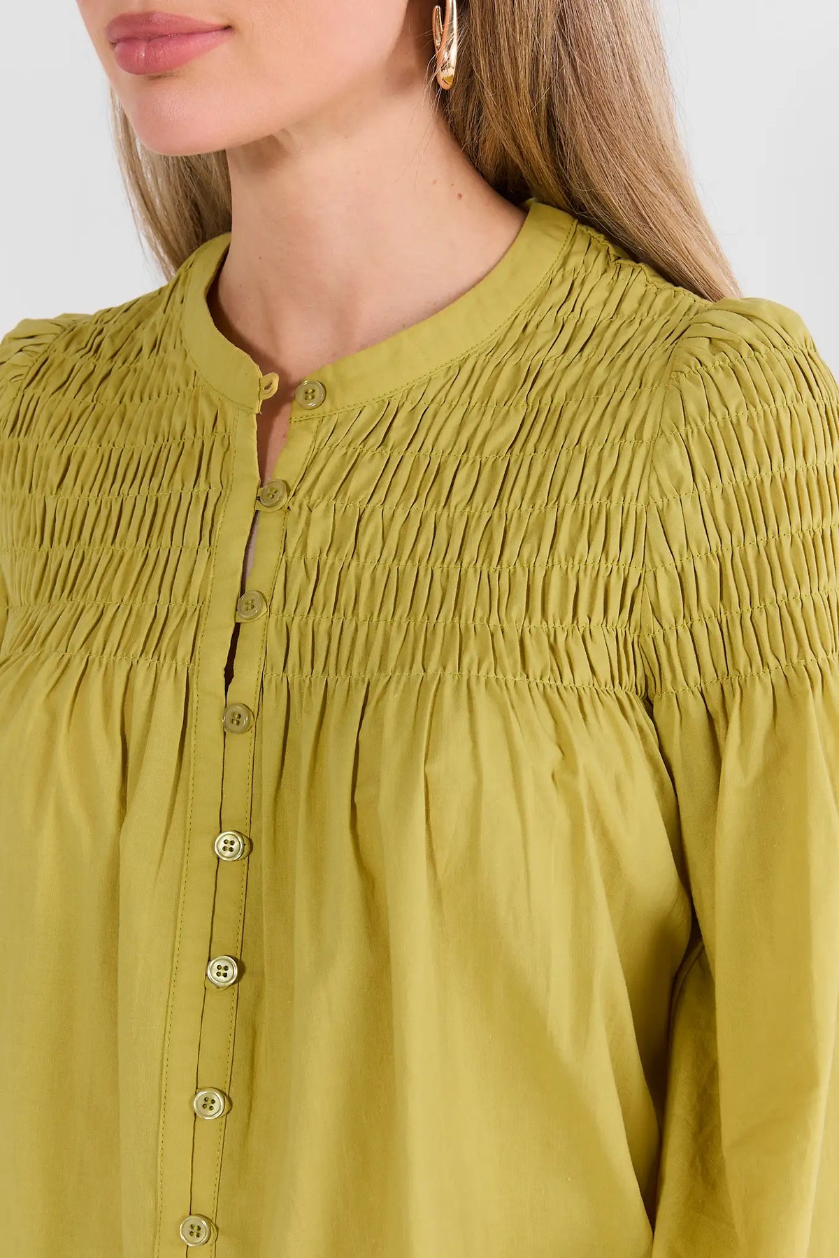 Reese Green Smocked Top