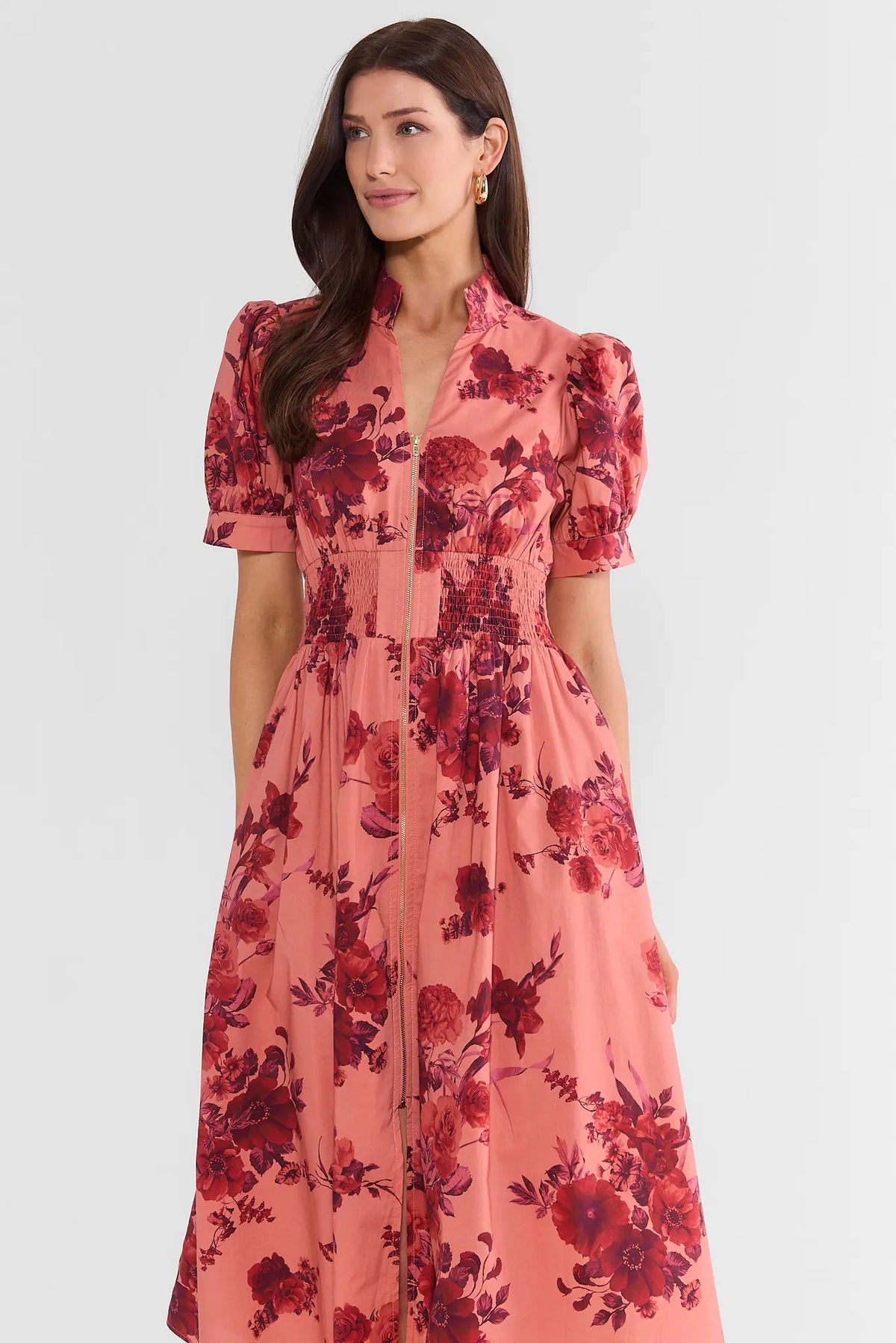 Stephanie Rose Floral Zip Up Midi Dress