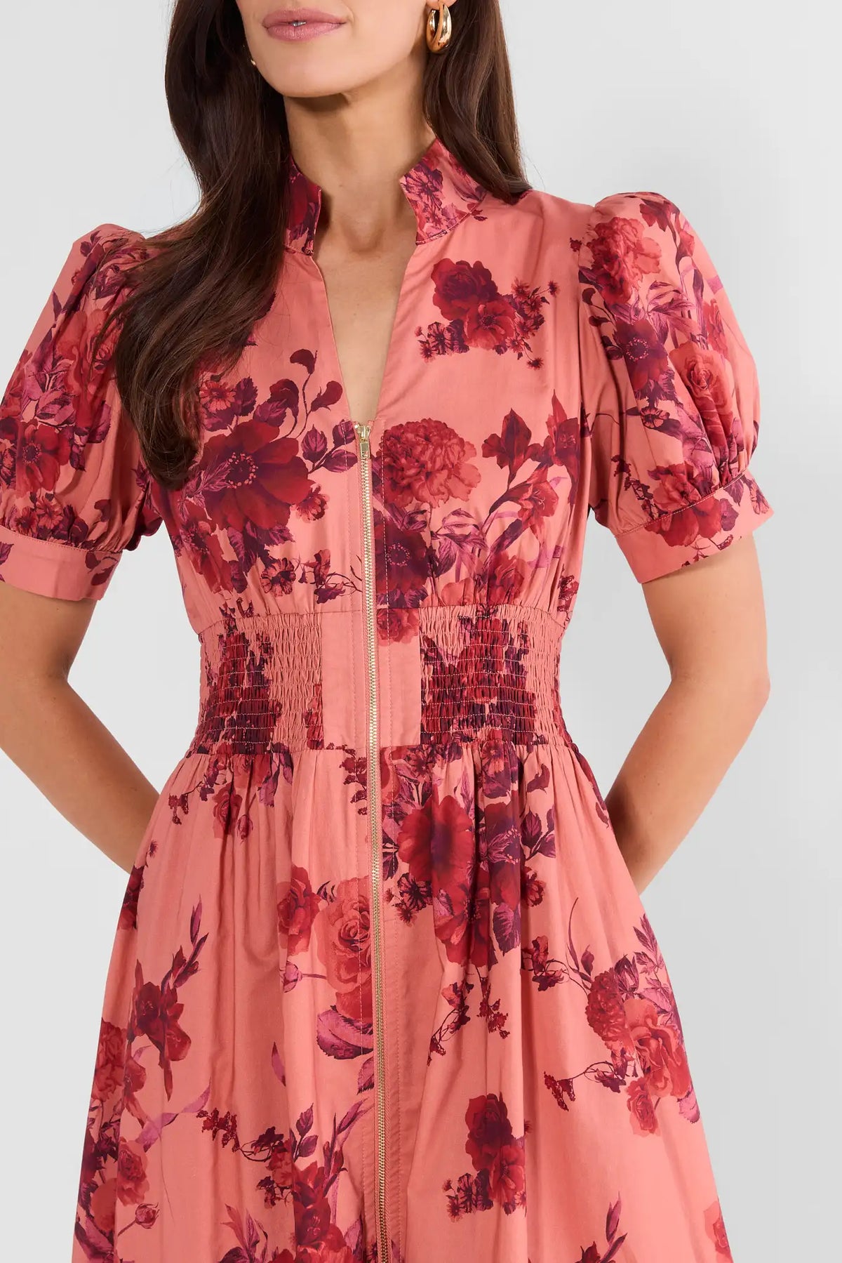 Stephanie Rose Floral Zip Up Midi Dress