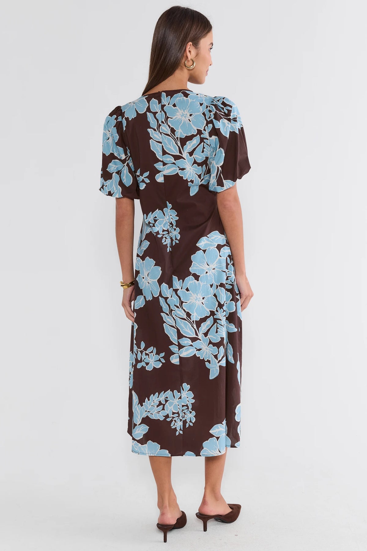 Brown Floral Midi Dress | Avara