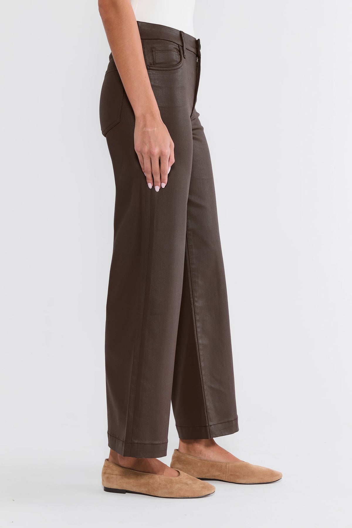 Meg Brown Wax Coated Jeans by KUT