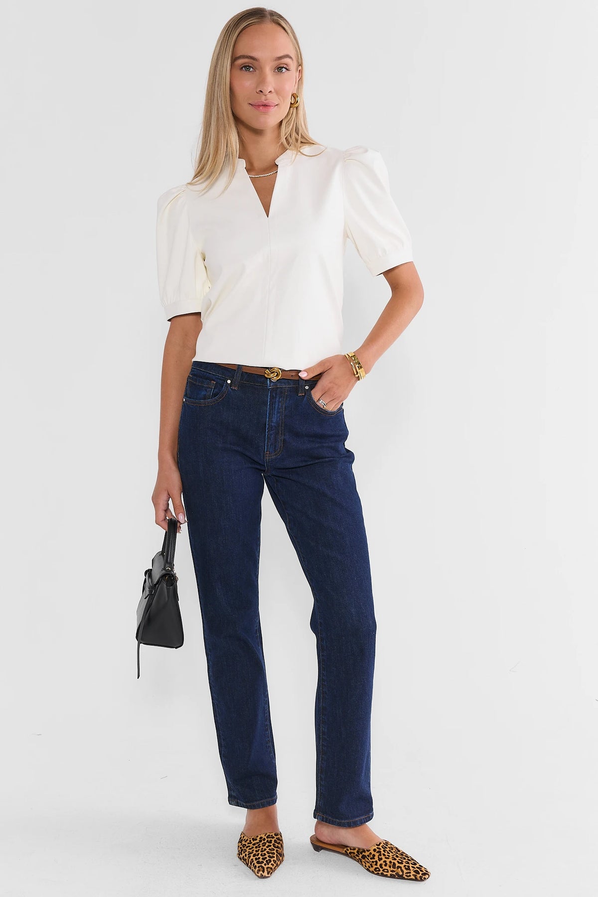 Ariana Cream Split Neck Top