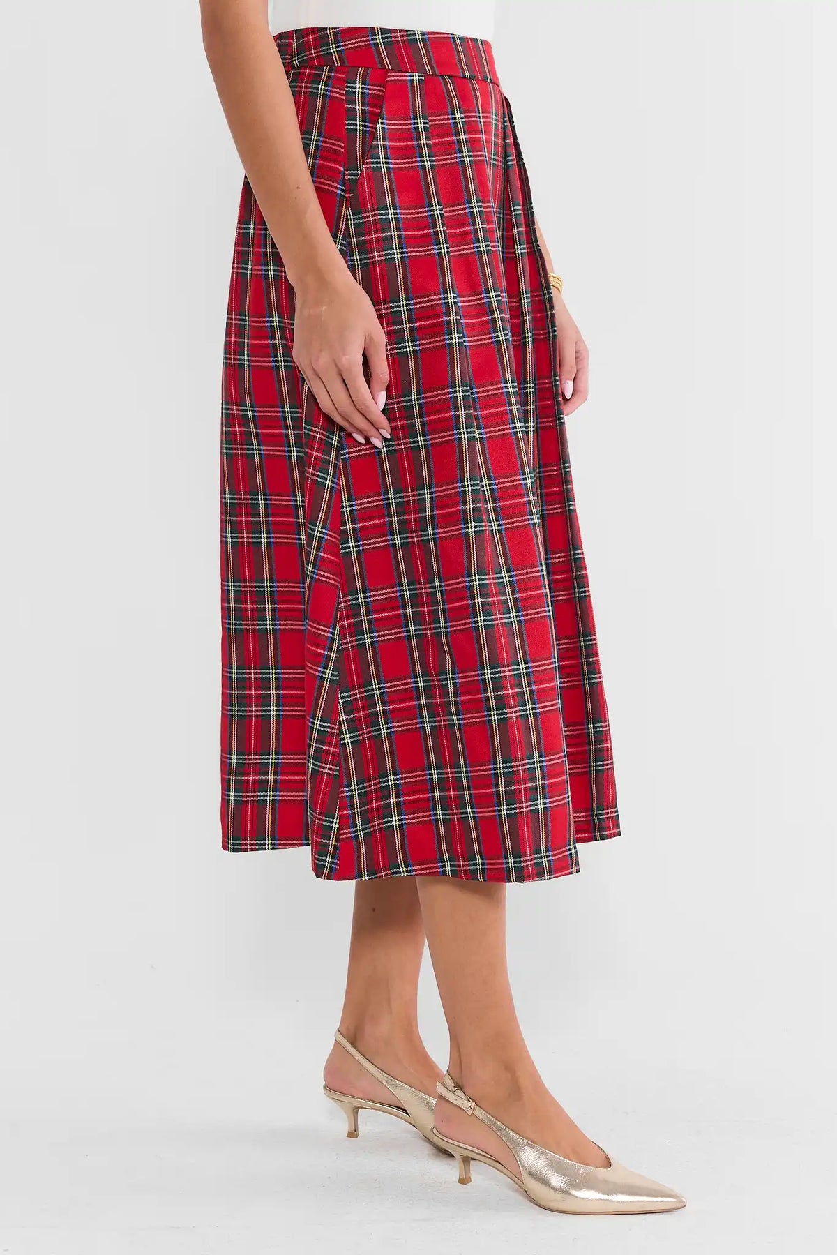 Faith Red Plaid Midi Skirt