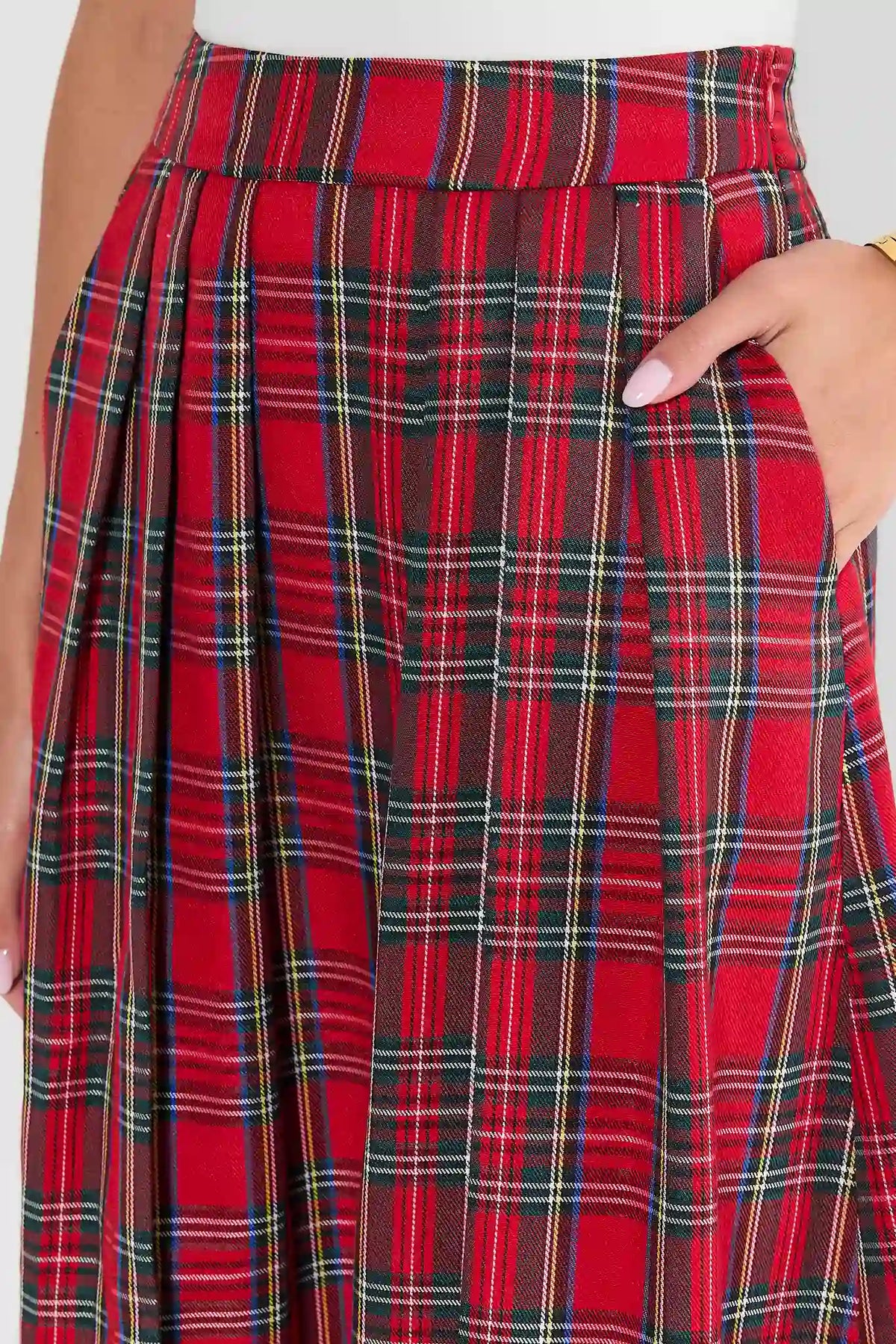 Faith Red Plaid Midi Skirt