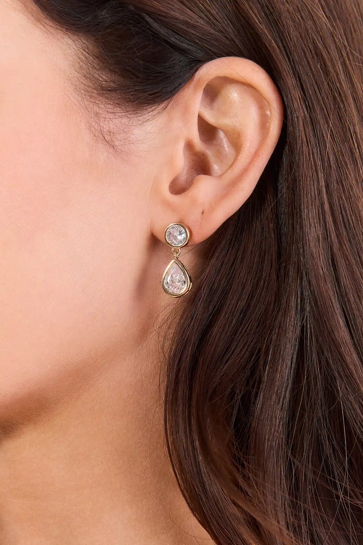 Gold Teardrop Rhinestone Drop Earrings