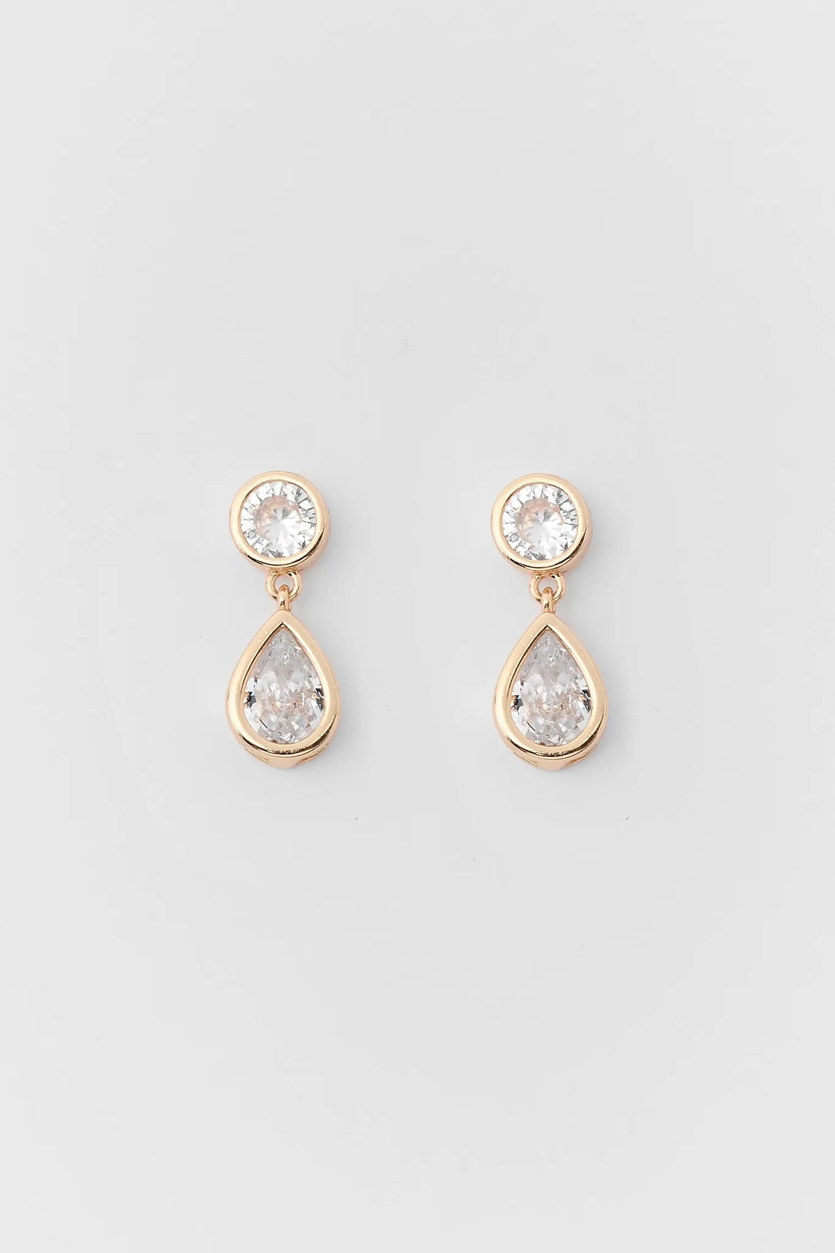 Gold Teardrop Rhinestone Drop Earrings
