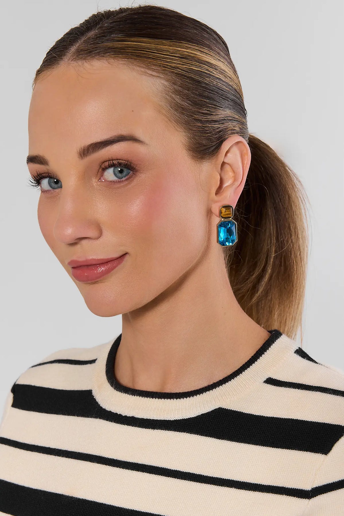 Blue Stone Drop Earrings