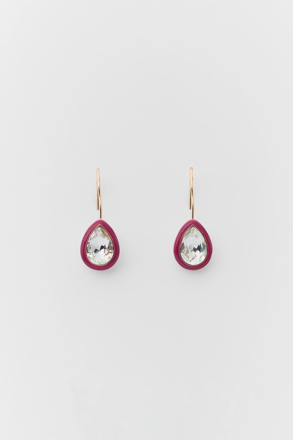 Maroon Teardrop Rhinestone Earrings