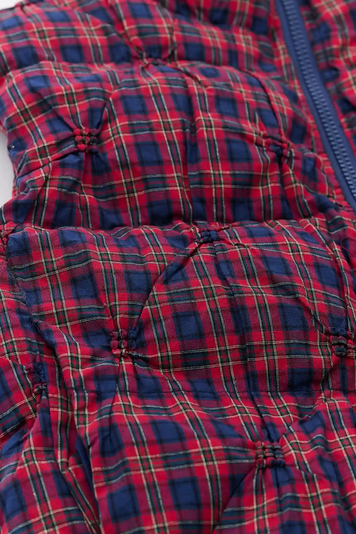 Navy Plaid Puffer Vest