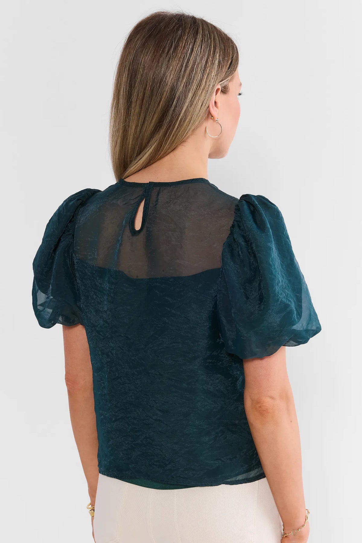 Emerald Green Sheer Overlay Top