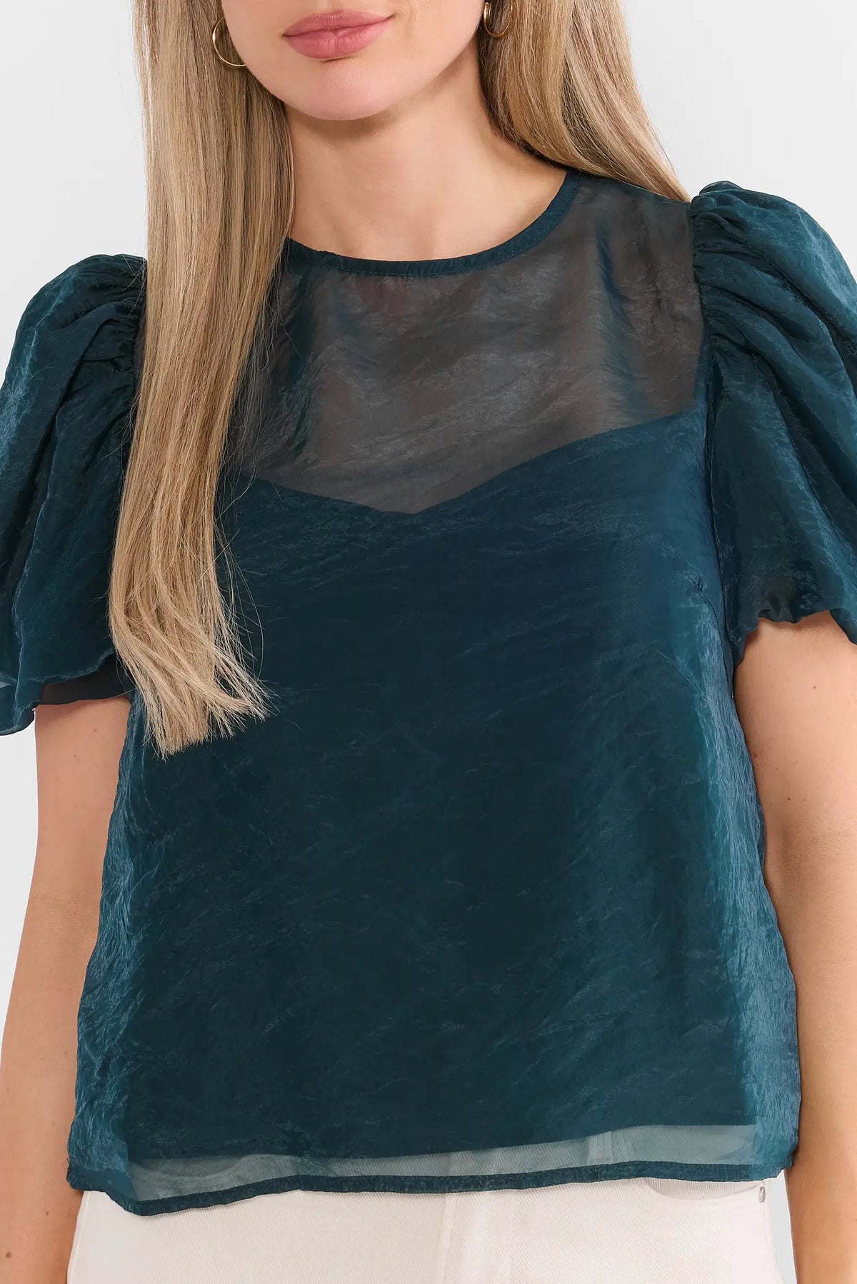 Emerald Green Sheer Overlay Top