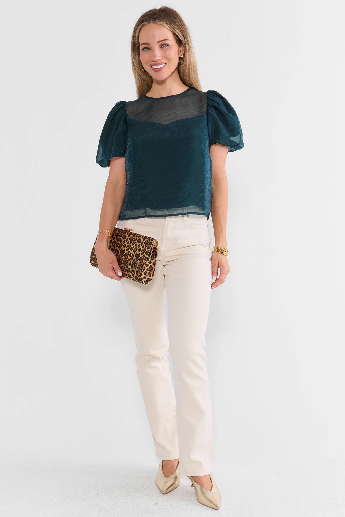 Emerald Green Sheer Overlay Top