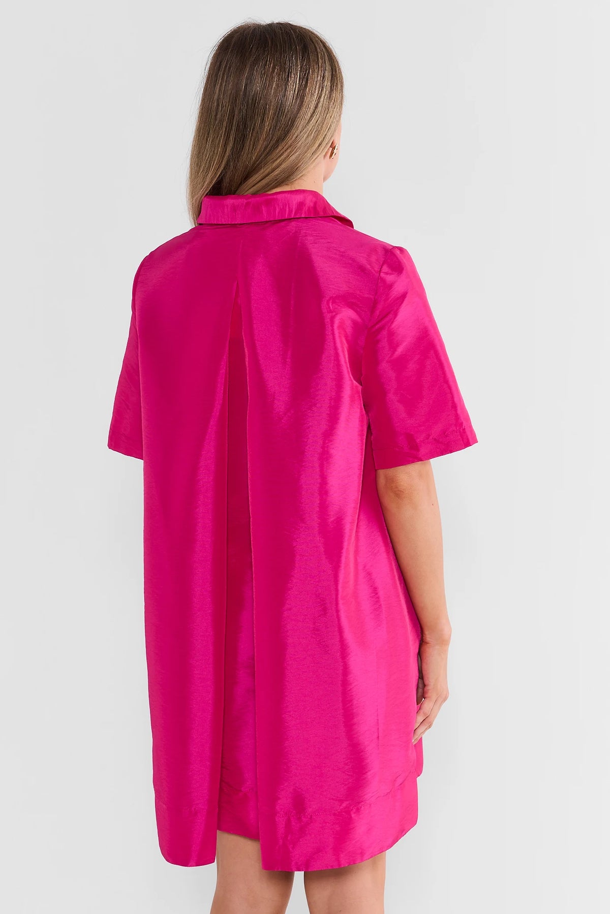 Fuchsia Collared Short Dress
