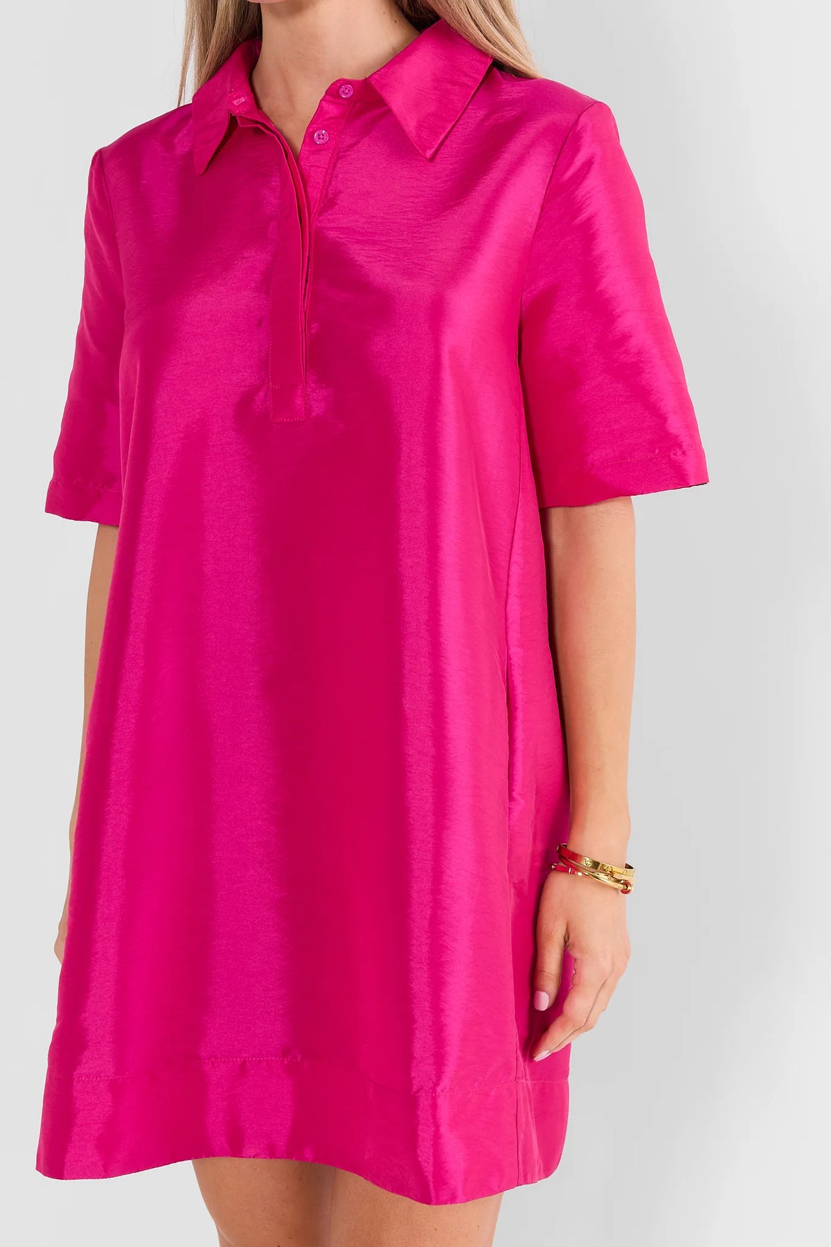 Fuchsia Collared Short Dress