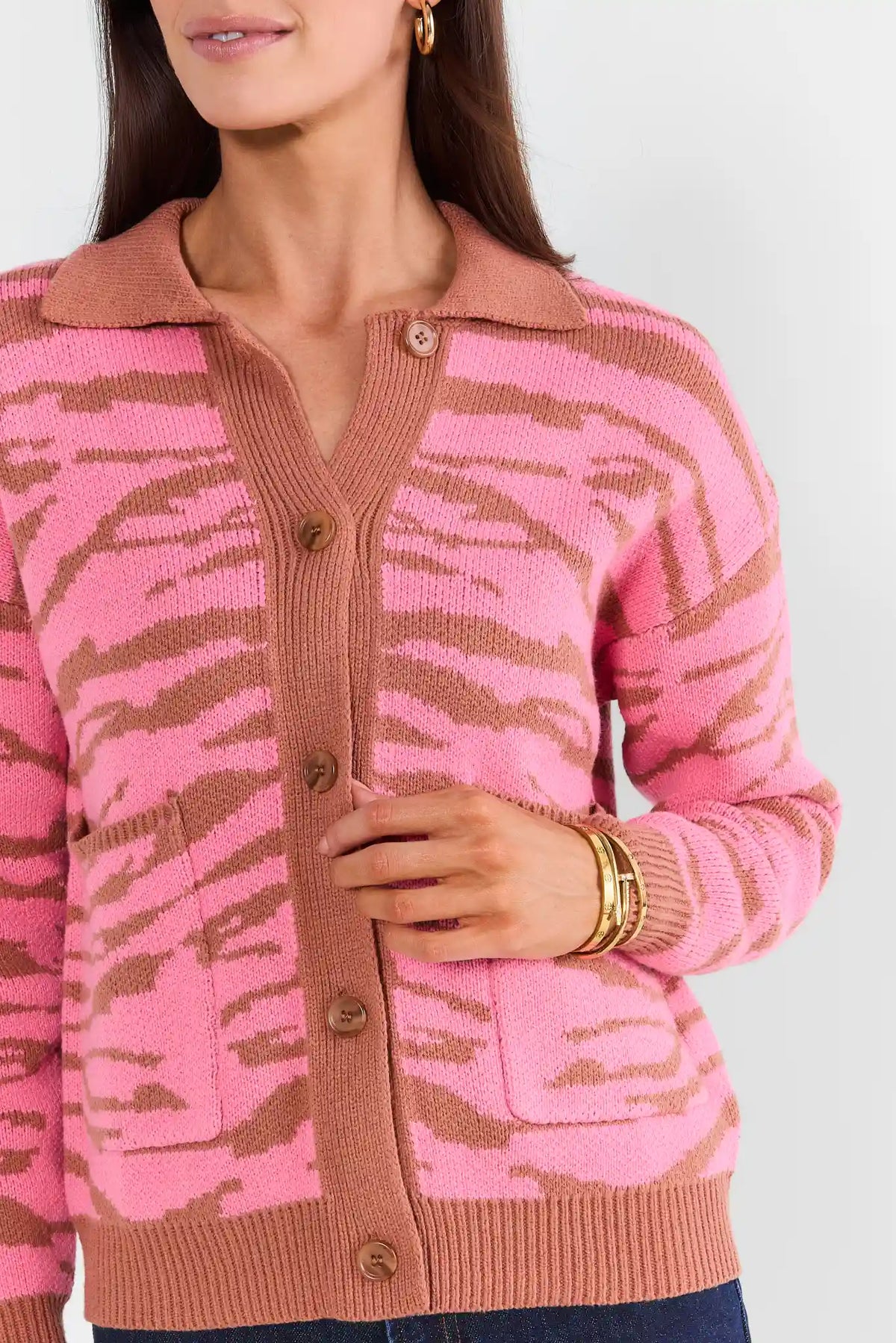 Pink Animal Print Cardigan
