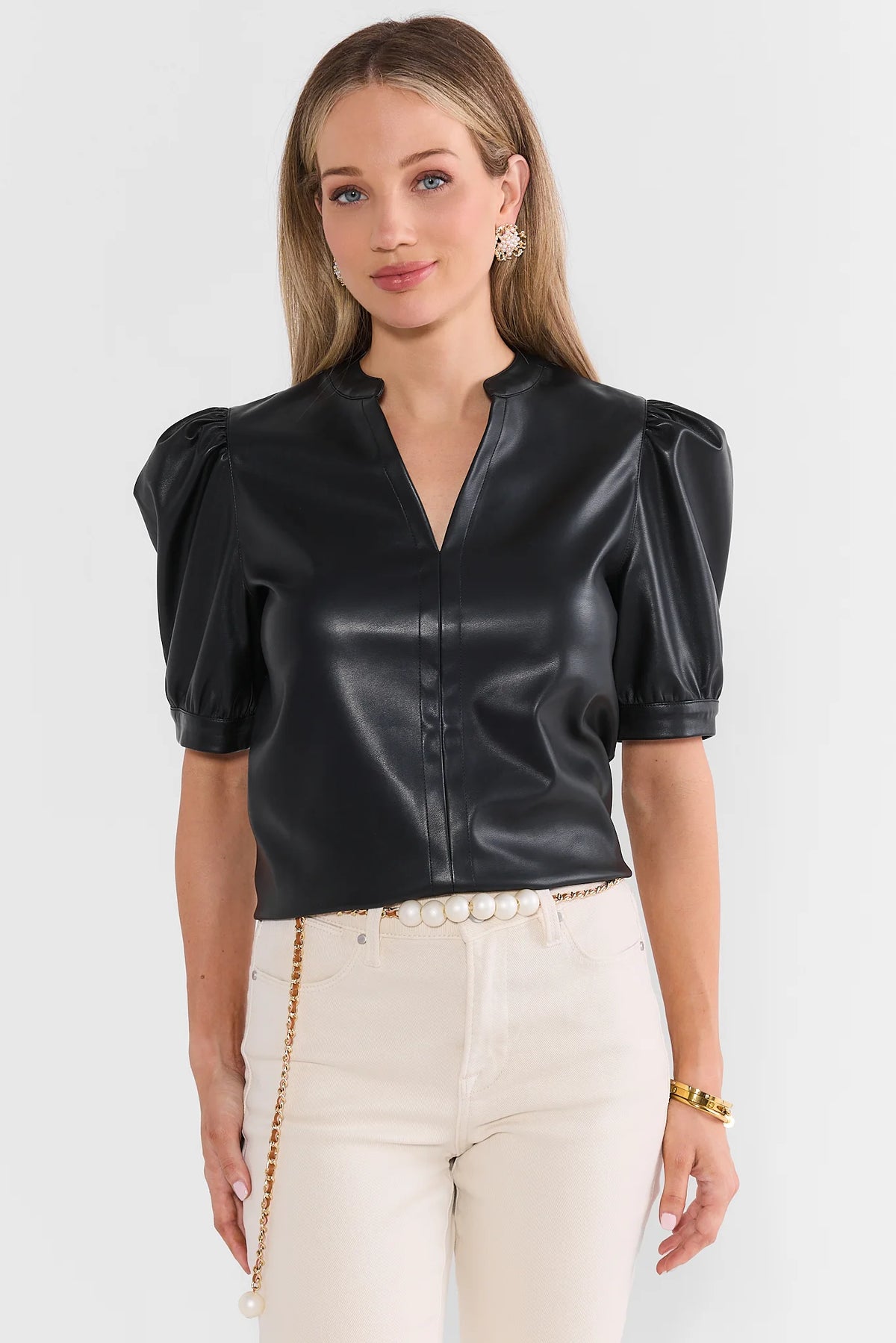 Ariana Black Split Neck Top