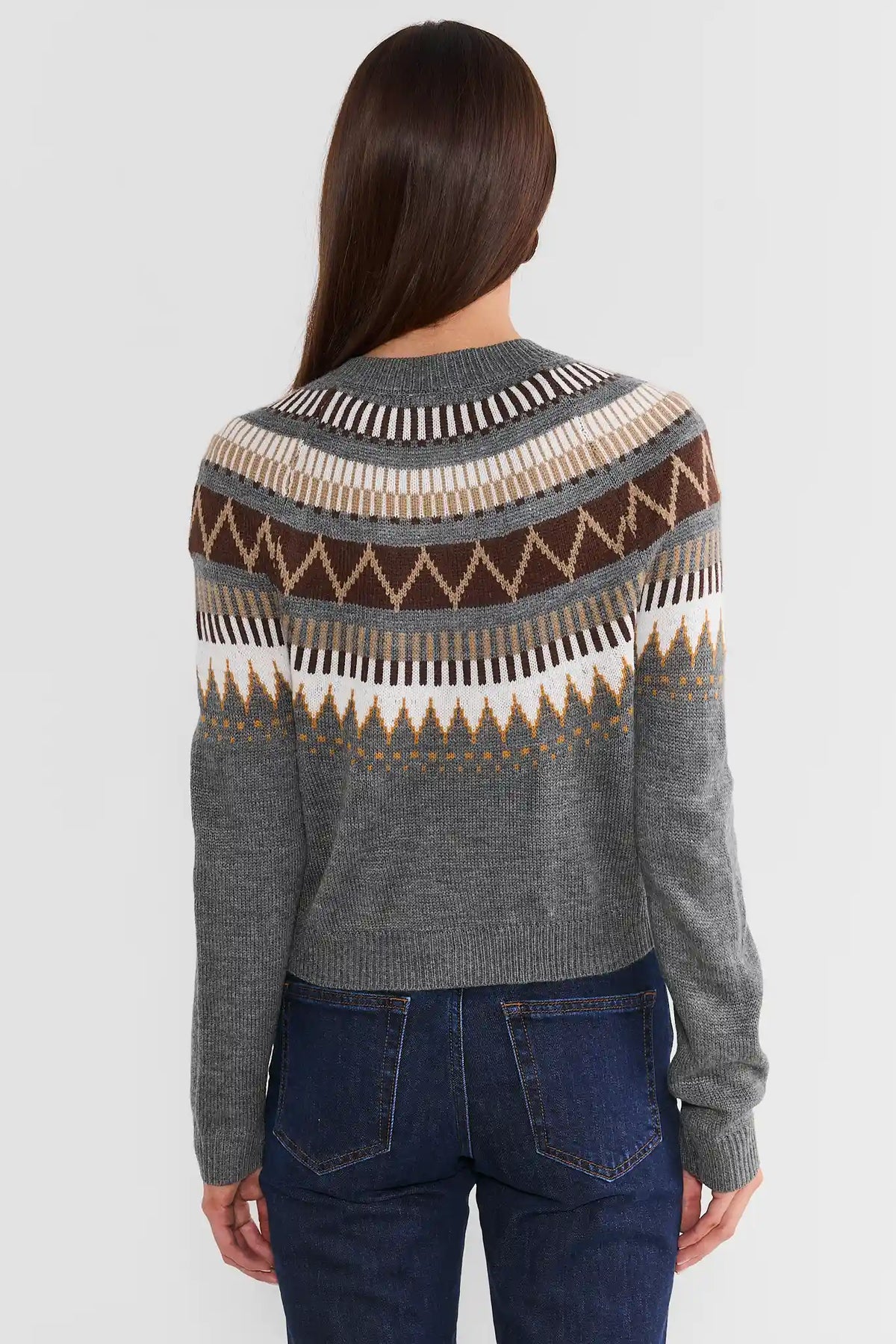 Alyssa Grey Fair Isle Cardigan