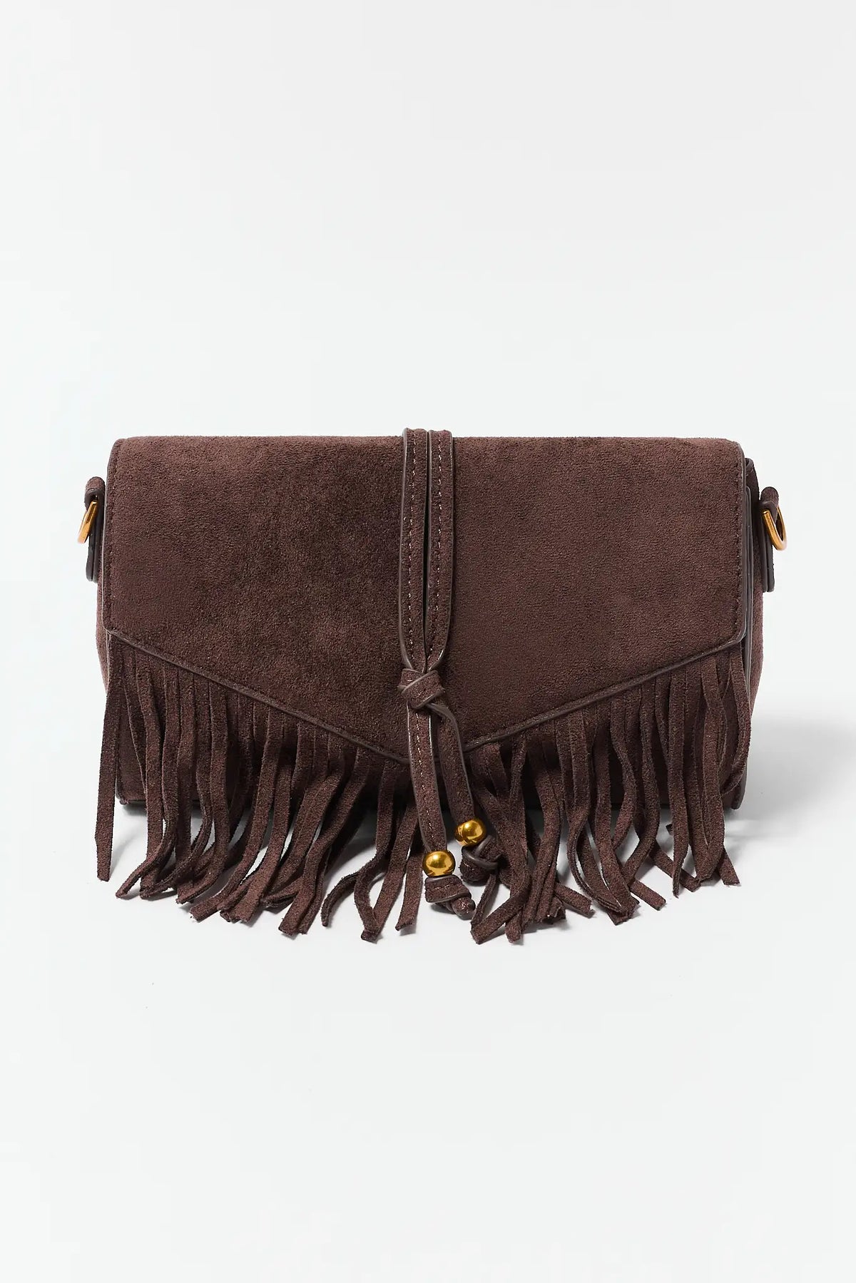 Brown Fringe Detail Crossbody Bag