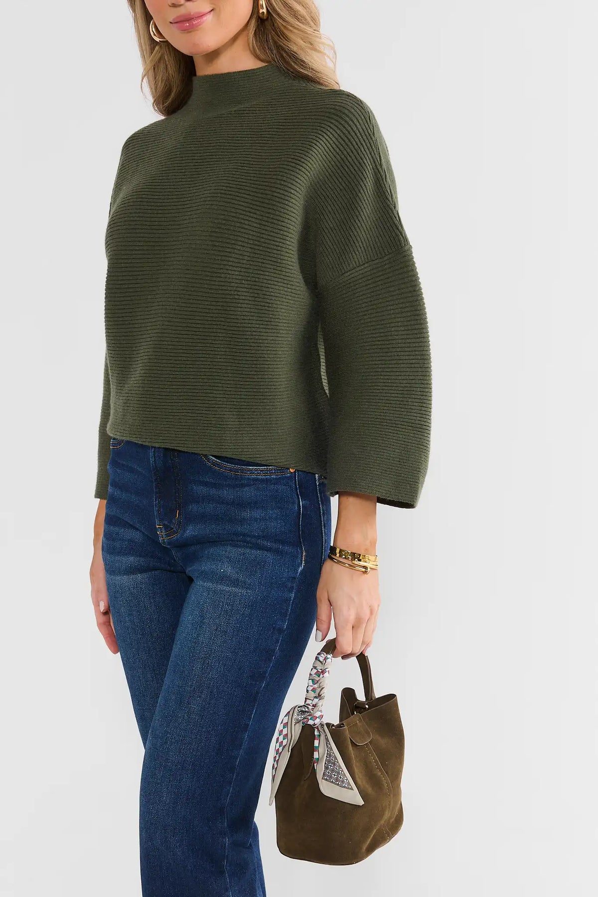 Serena Green Faux Suede Bag