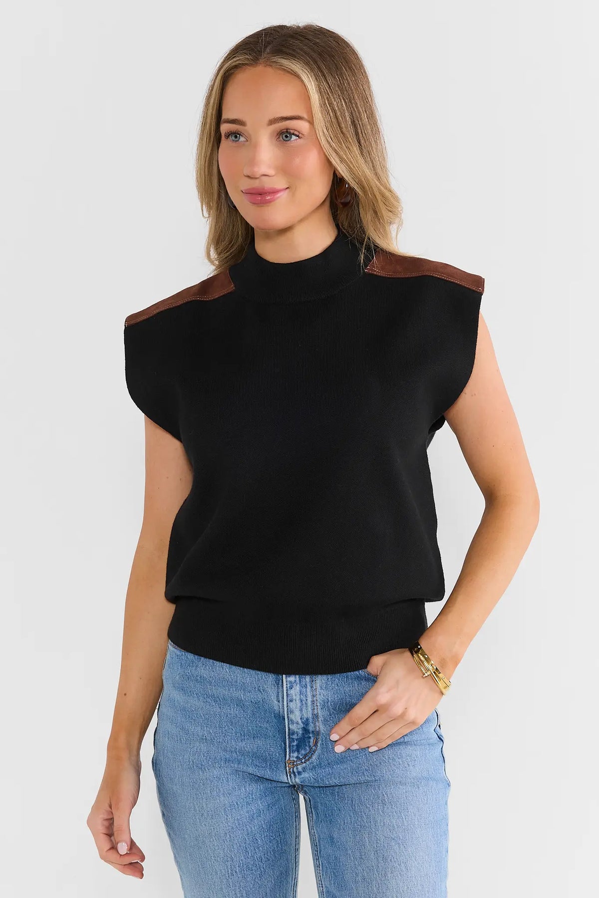 Black Sleeveless Sweater by THML