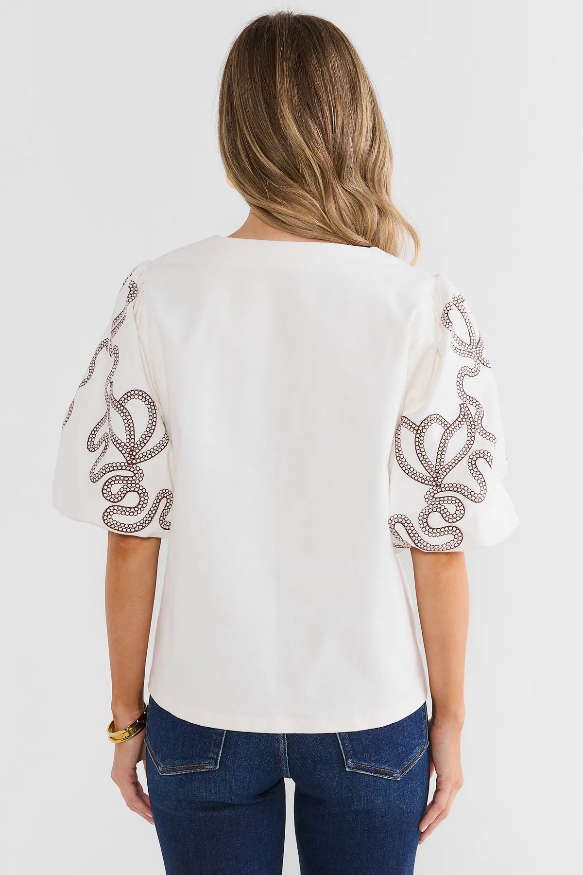 White Embroidered Top by THML