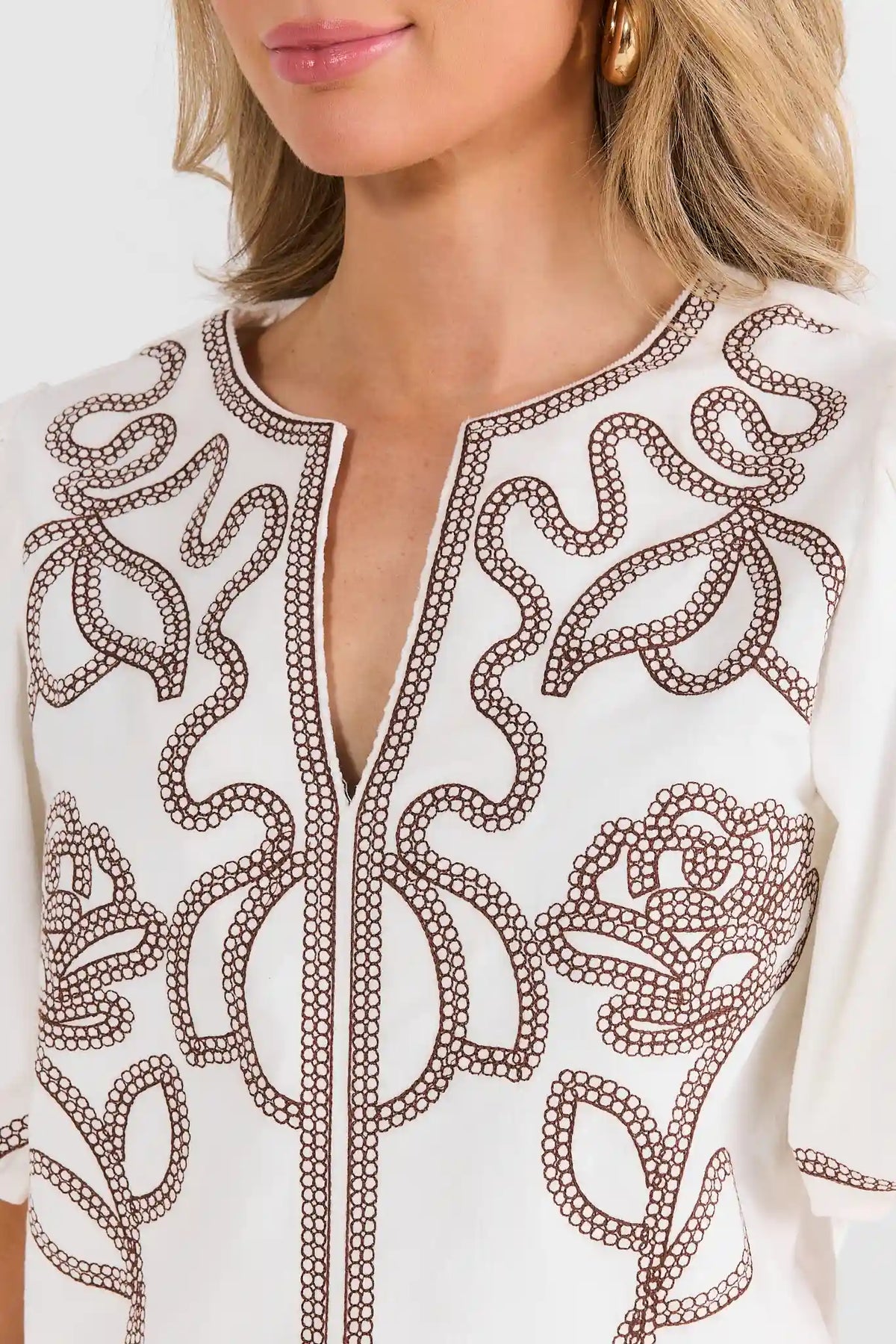 White Embroidered Top by THML