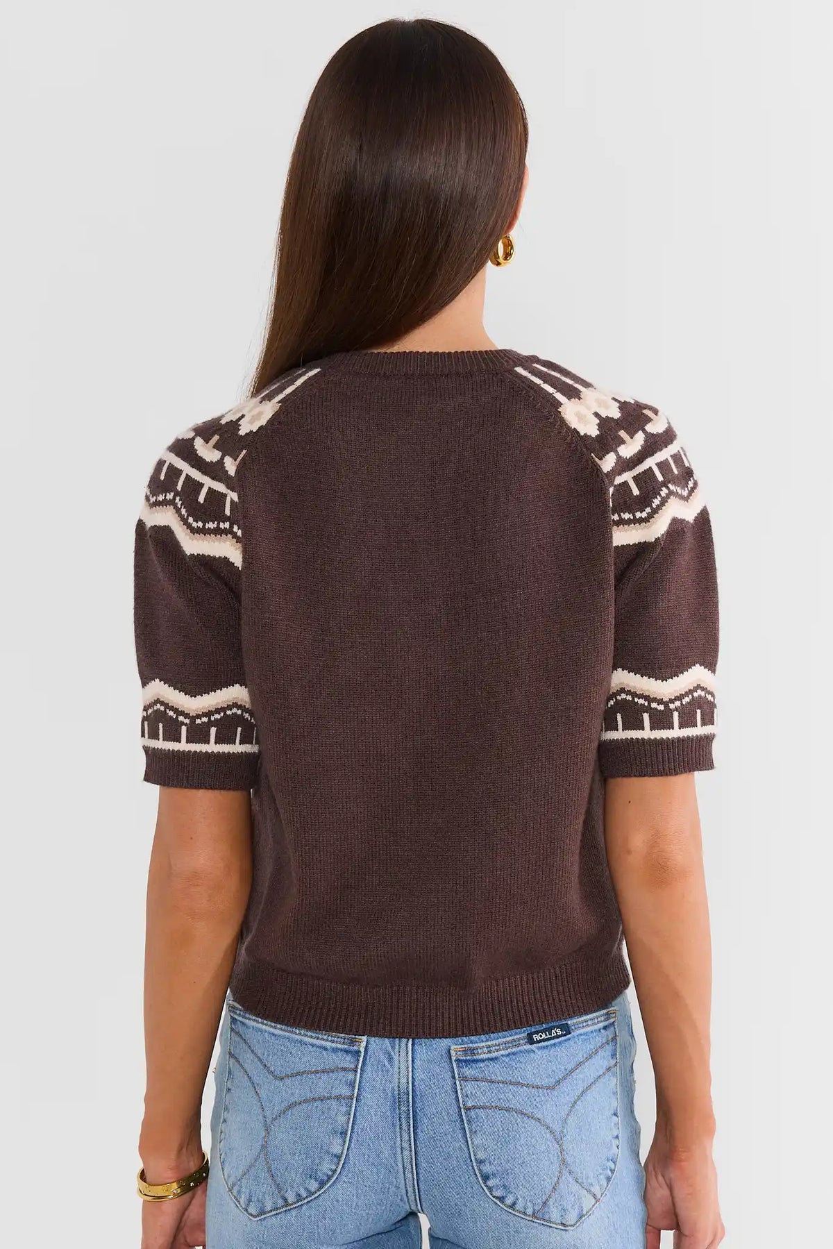 Lana Brown Fair Isle Knit Top by THML